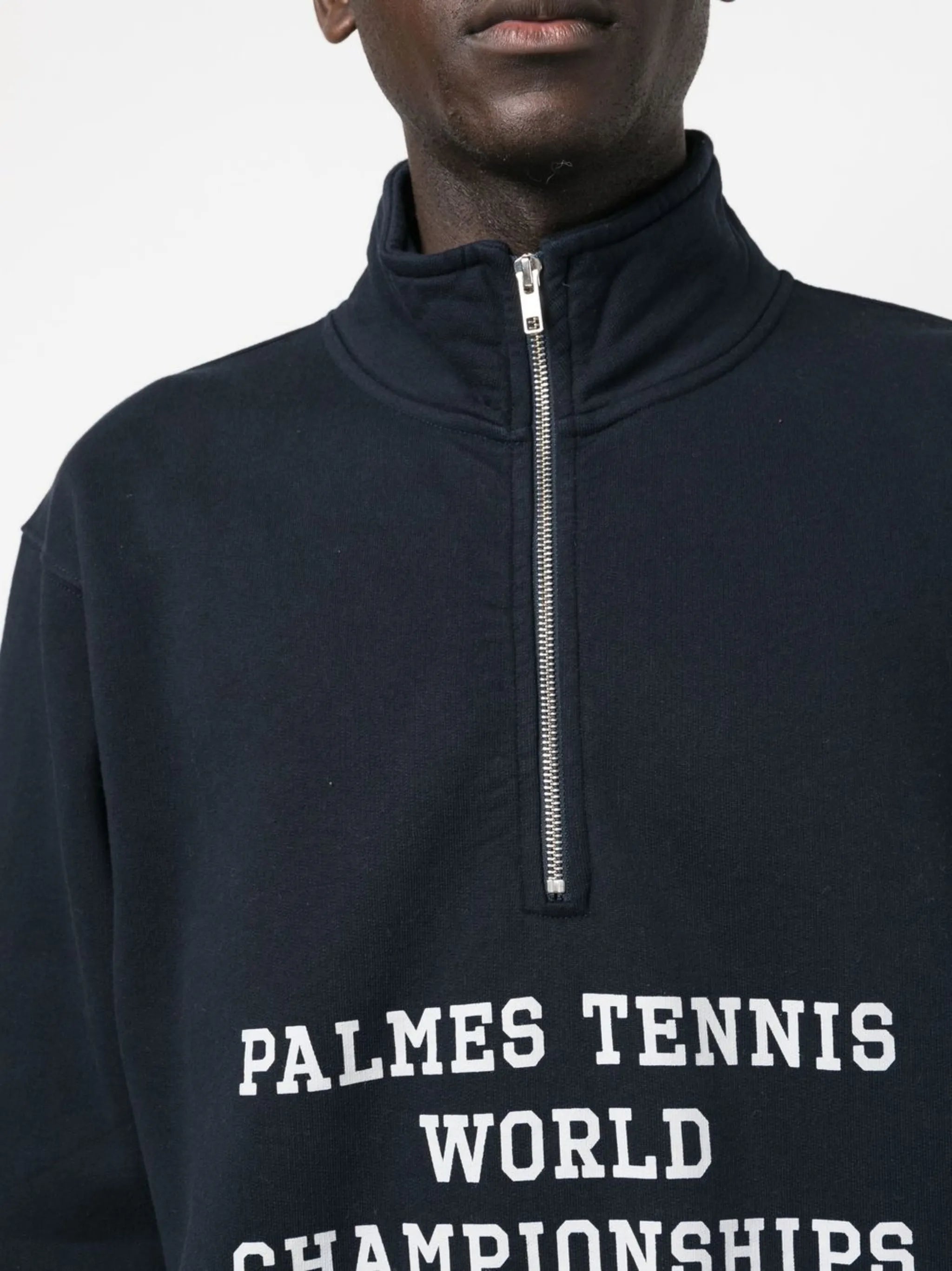 logo-print zip-front jumper