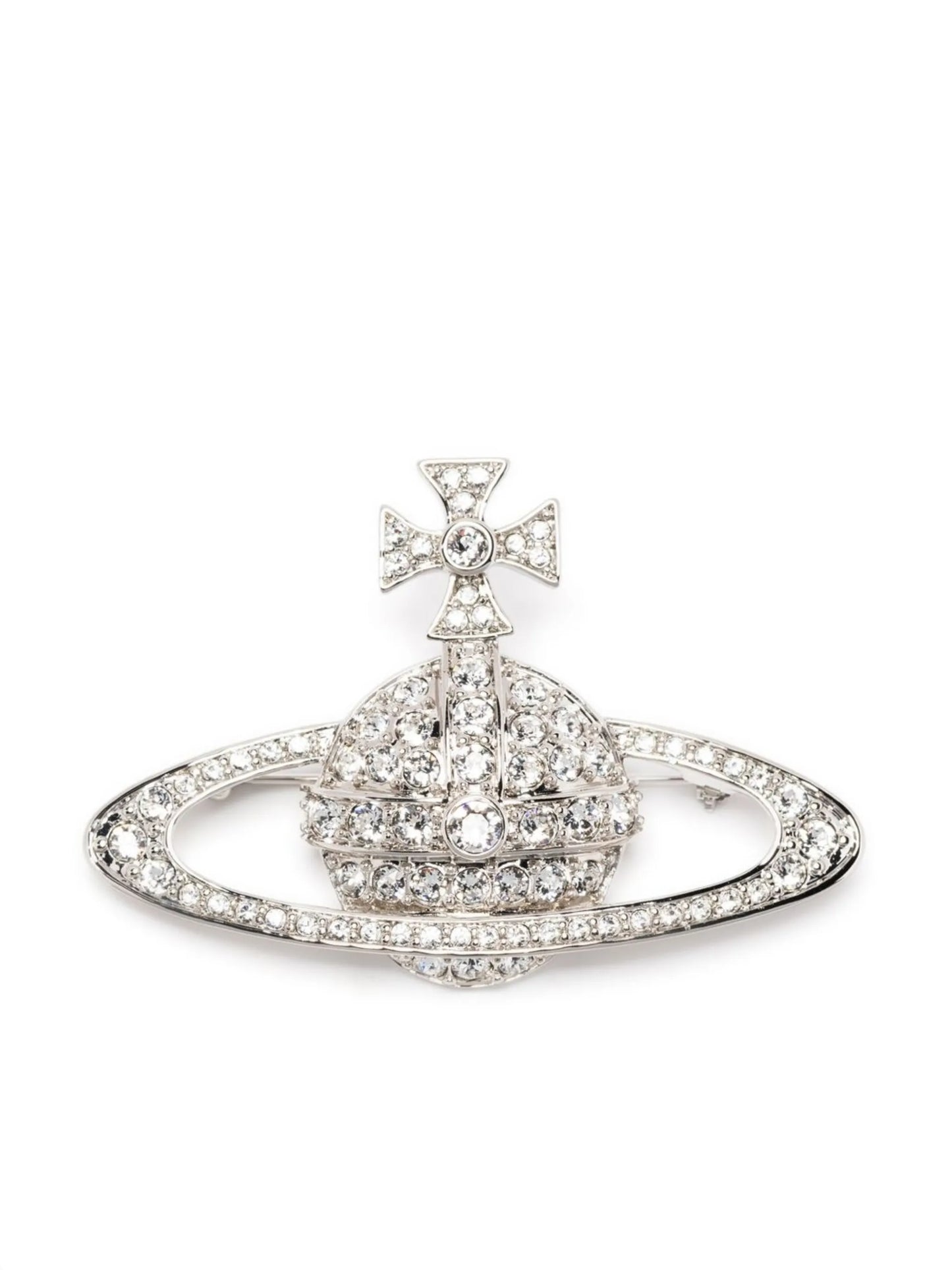Bas Relief crystal-embellished orb-motif brooch