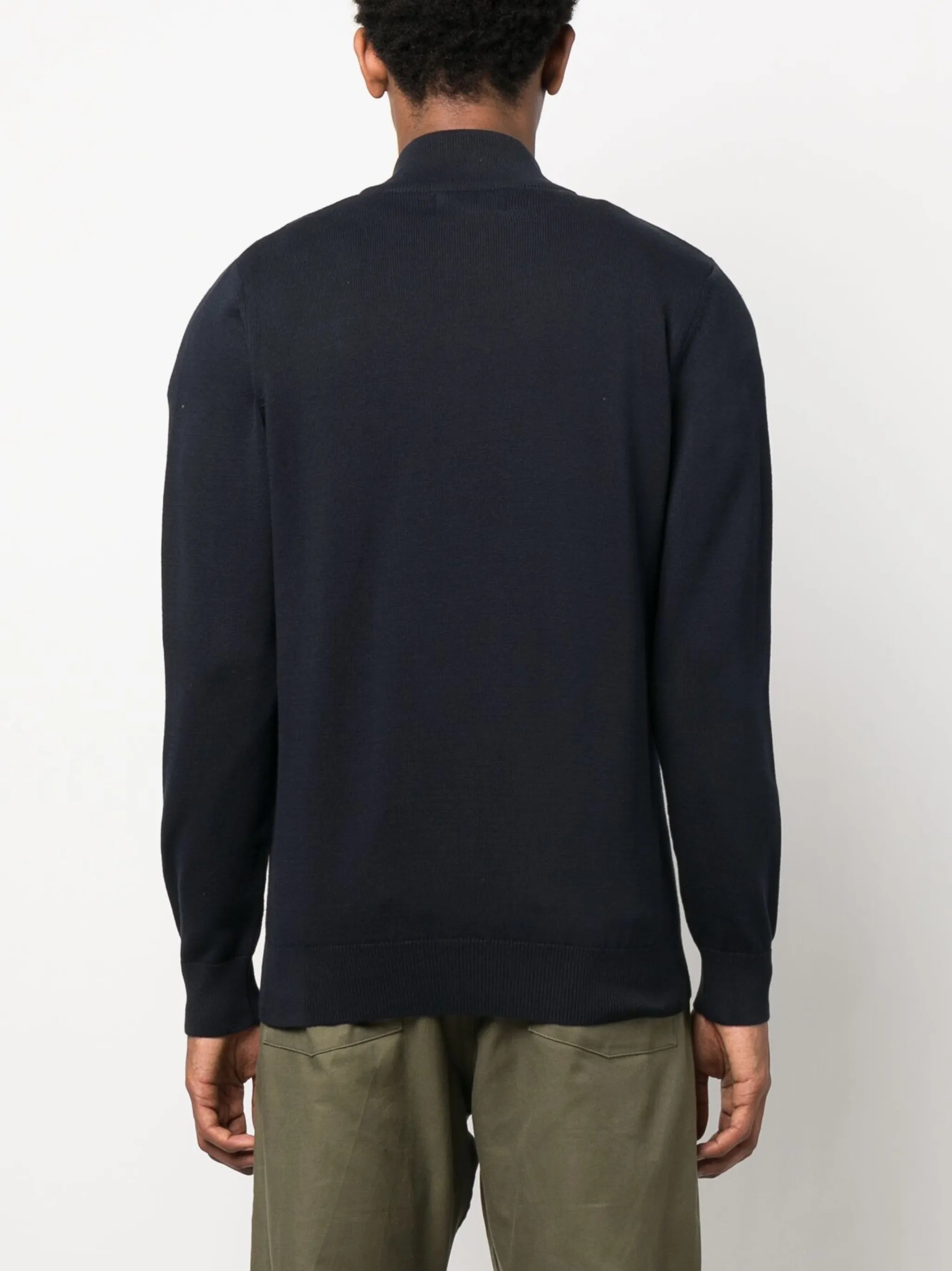 logo-embroidered half-zip jumper
