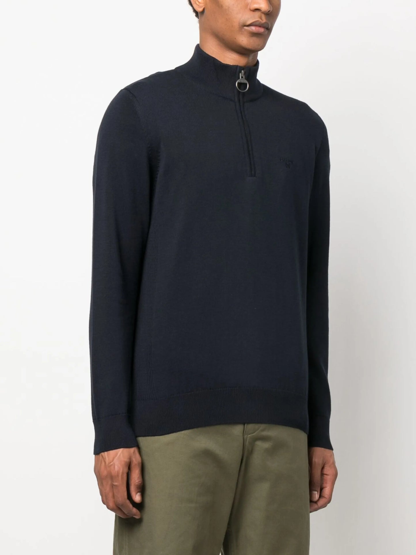 logo-embroidered half-zip jumper