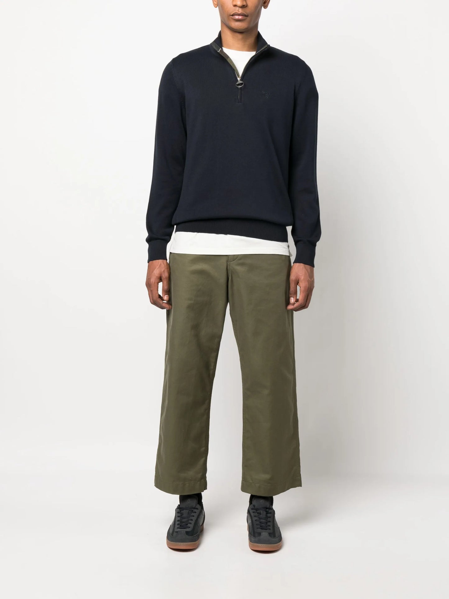 logo-embroidered half-zip jumper