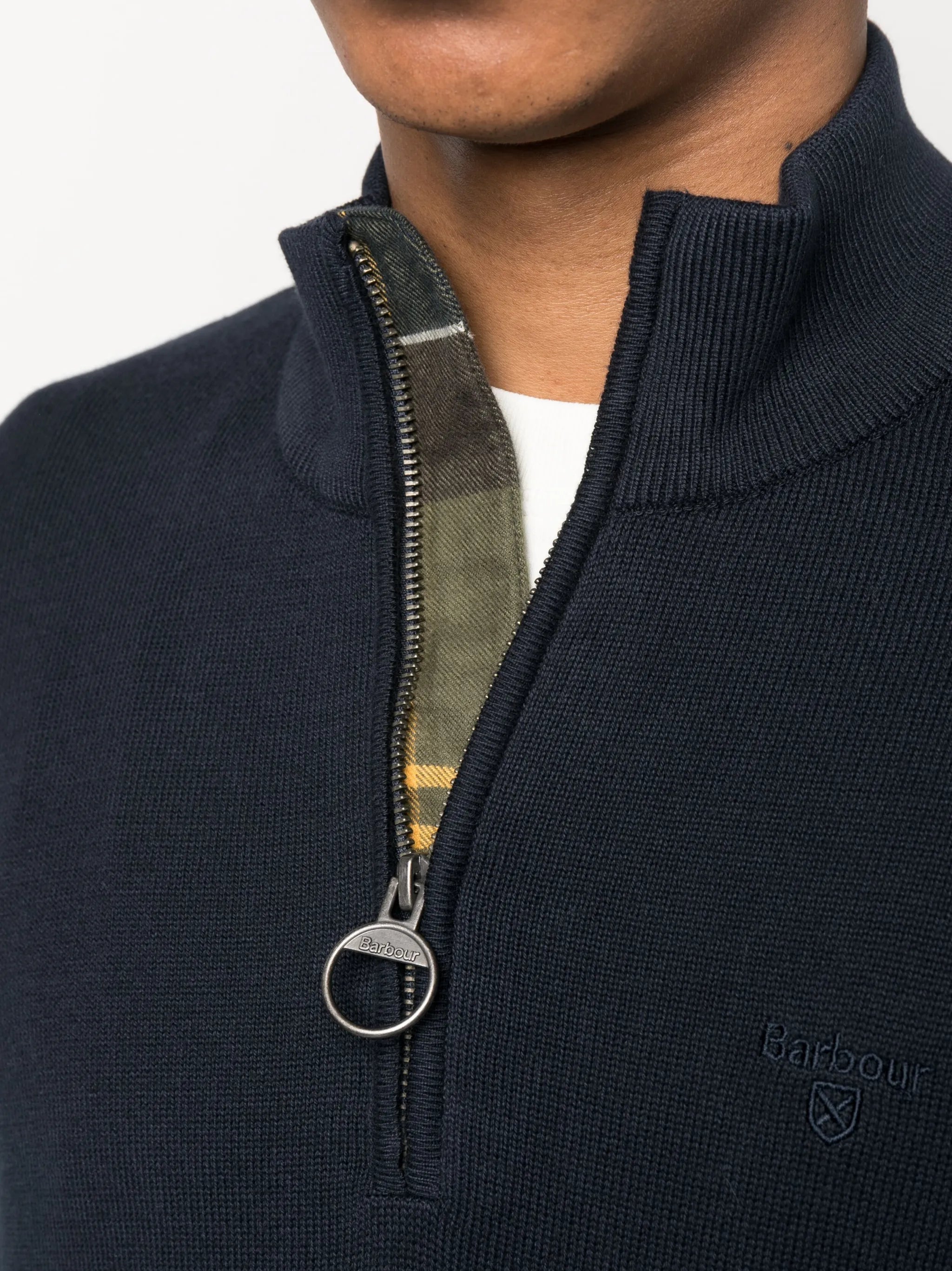 logo-embroidered half-zip jumper
