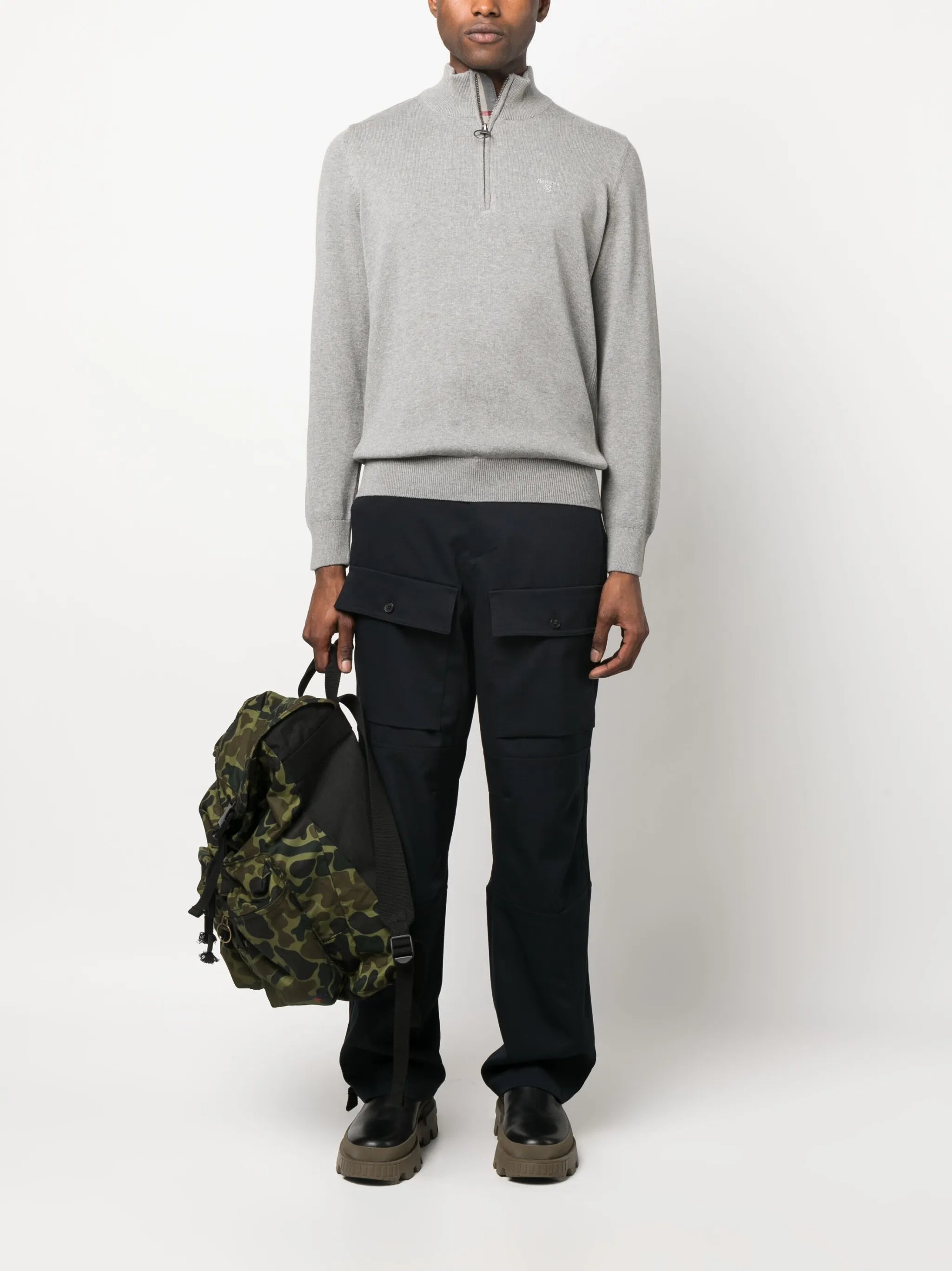 embroidered-logo high-neck jumper