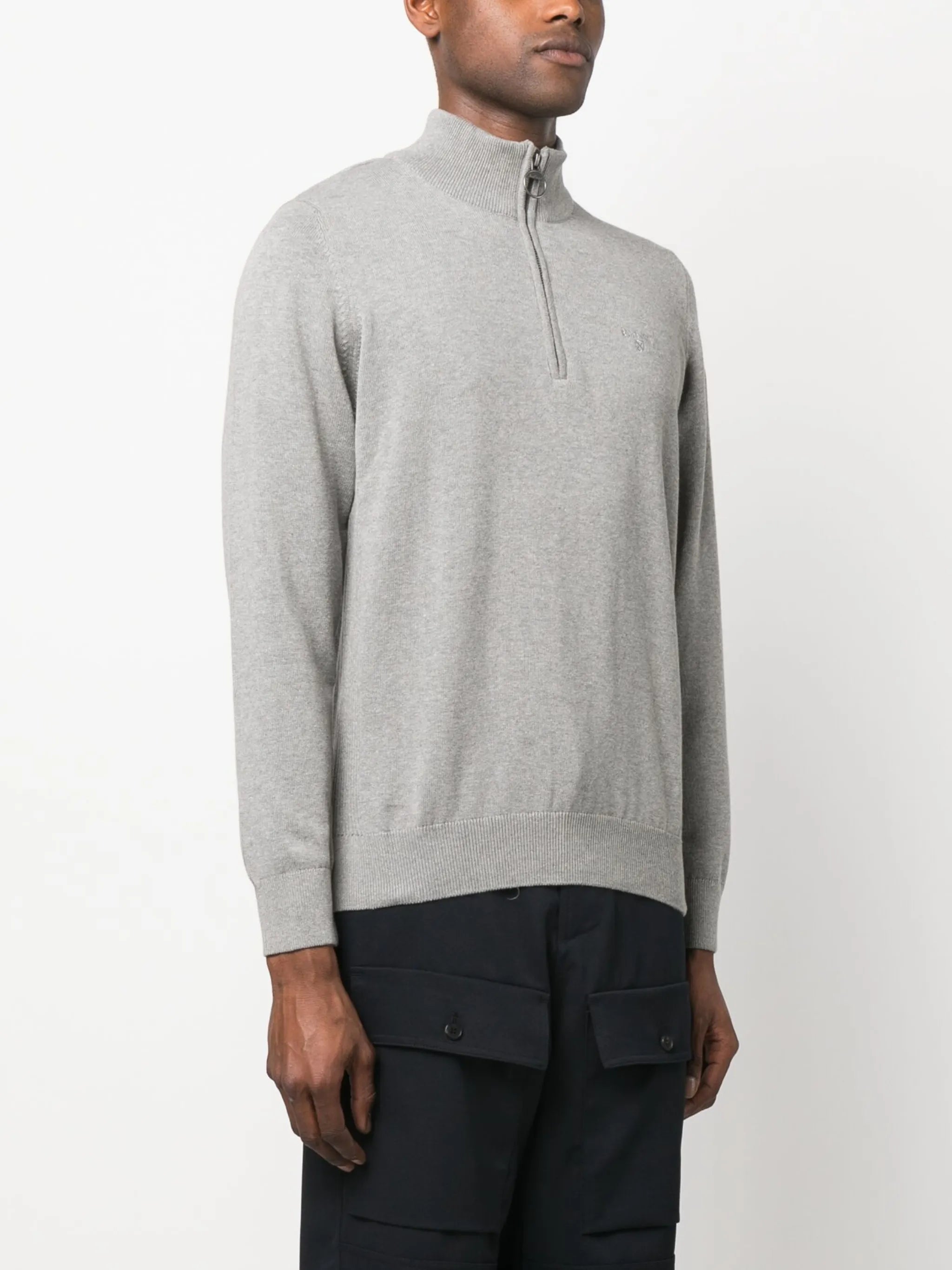embroidered-logo high-neck jumper