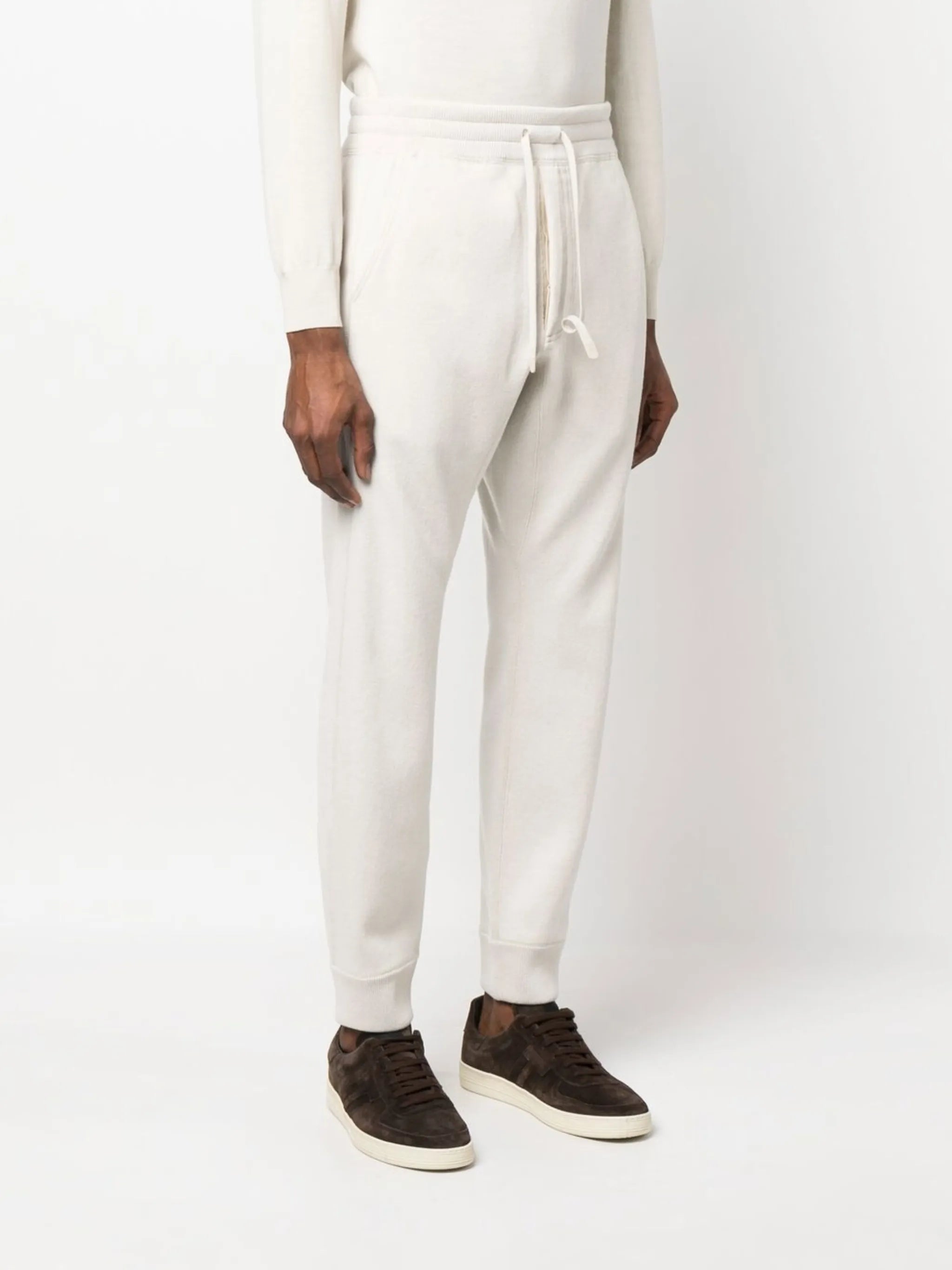 drawstring cashmere track pants