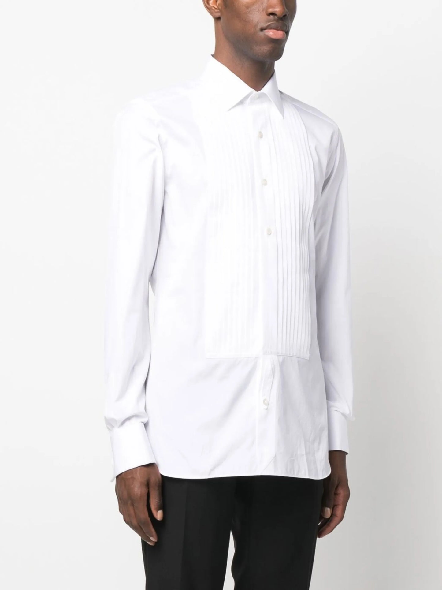 pleat-detail cotton shirt