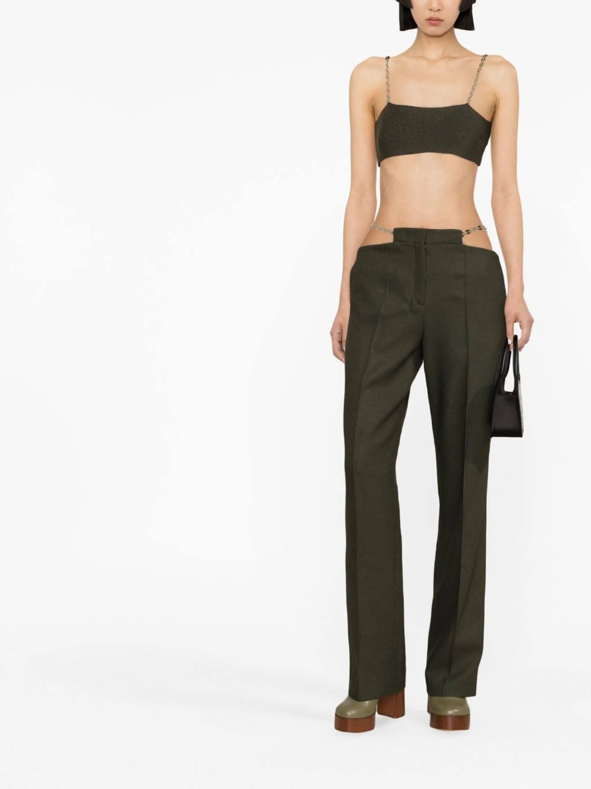 seam-detail straight trousers