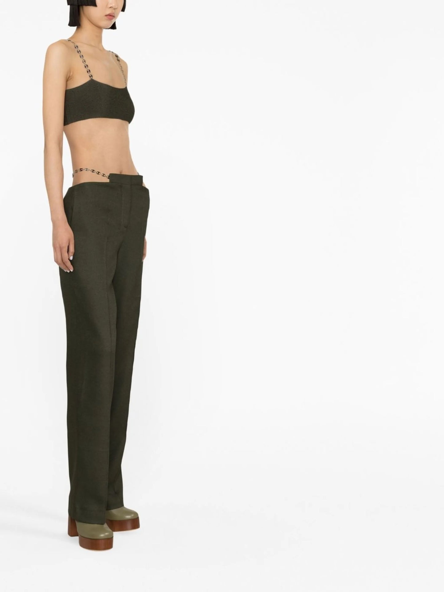 seam-detail straight trousers