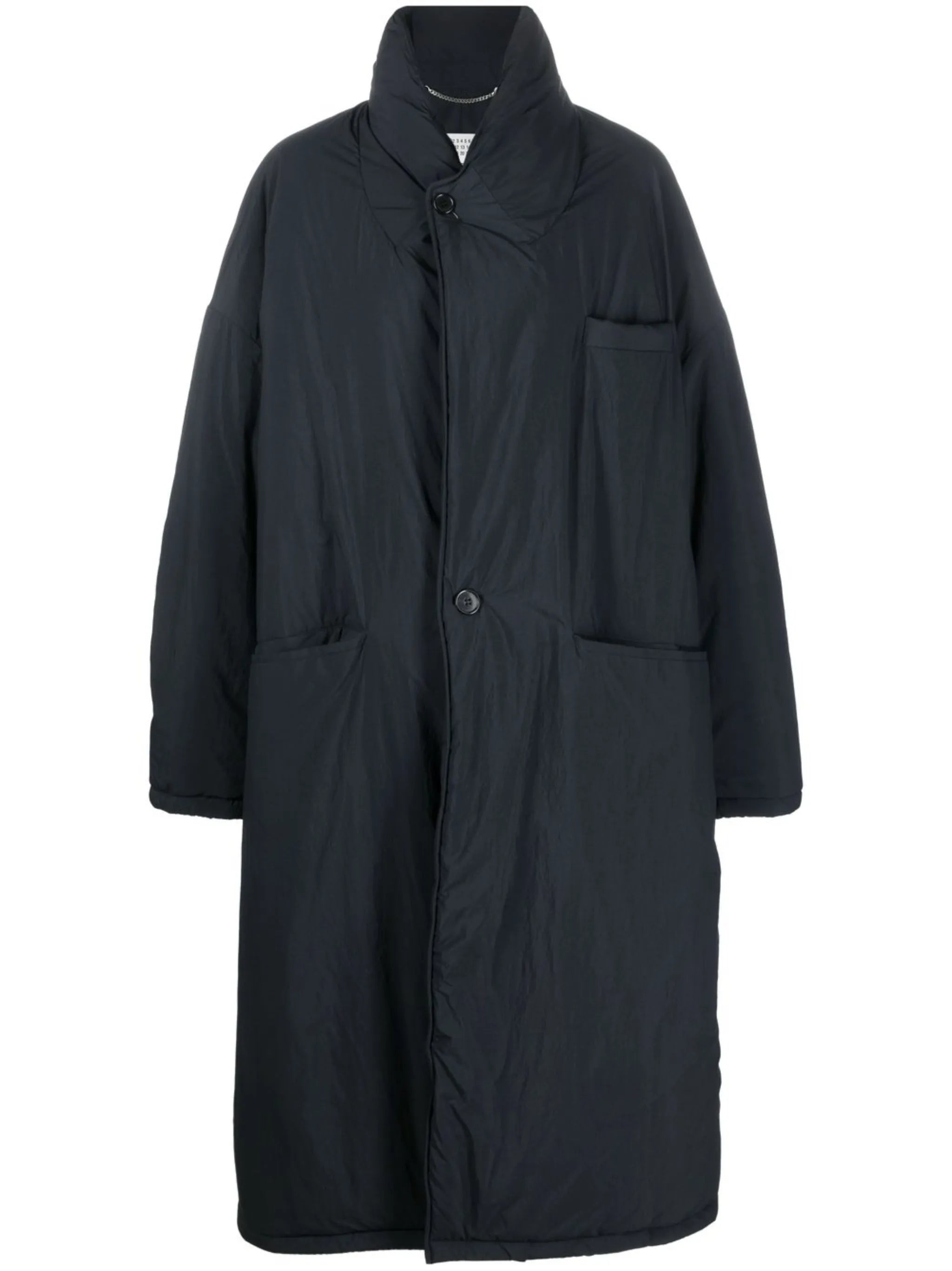 high-neck single-breasted coat