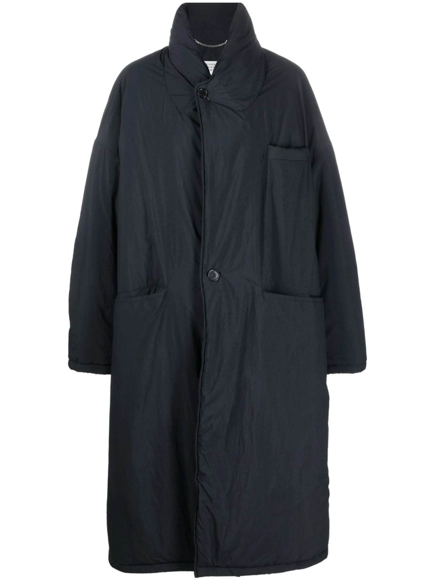 high-neck single-breasted coat