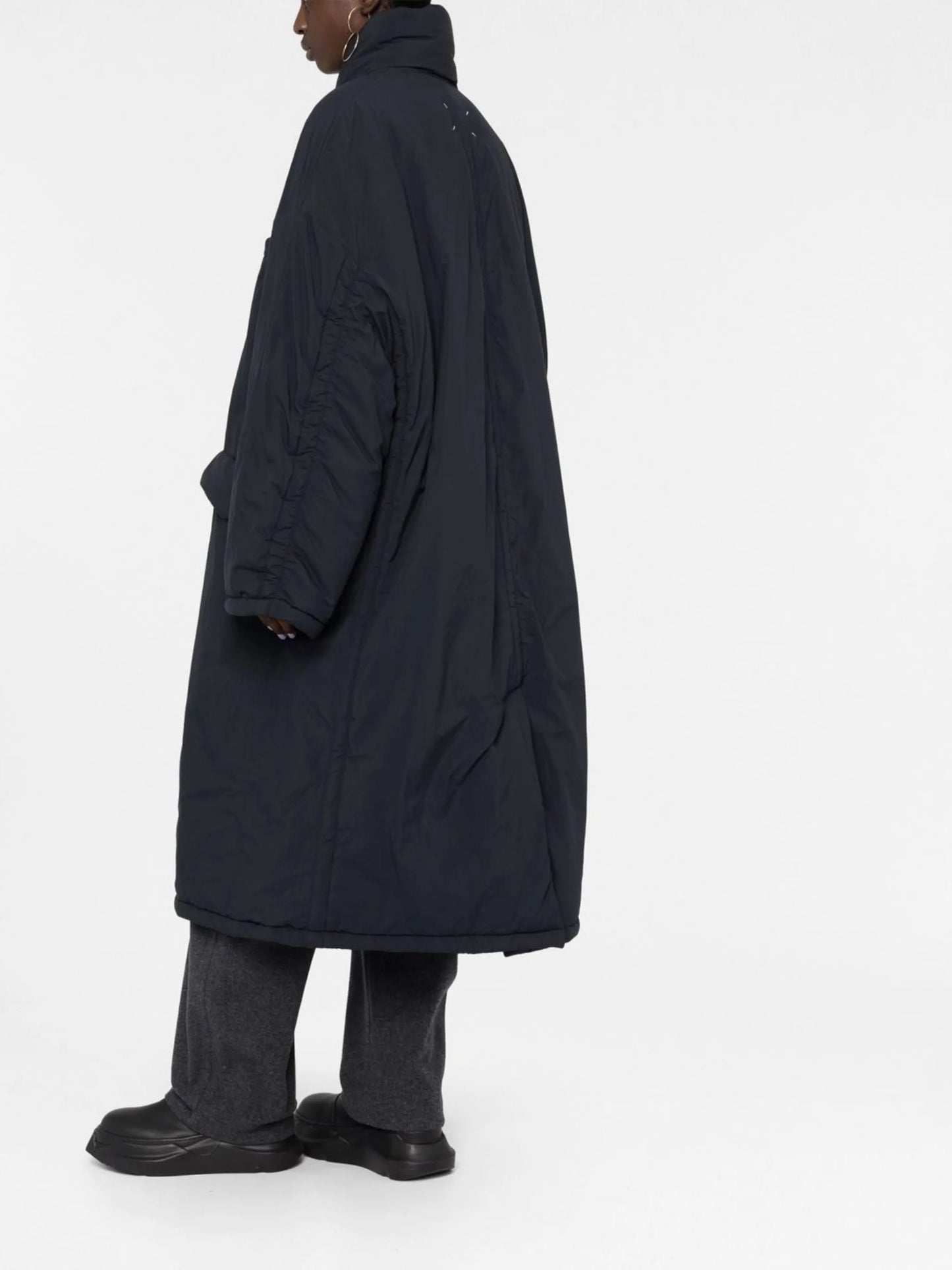 high-neck single-breasted coat