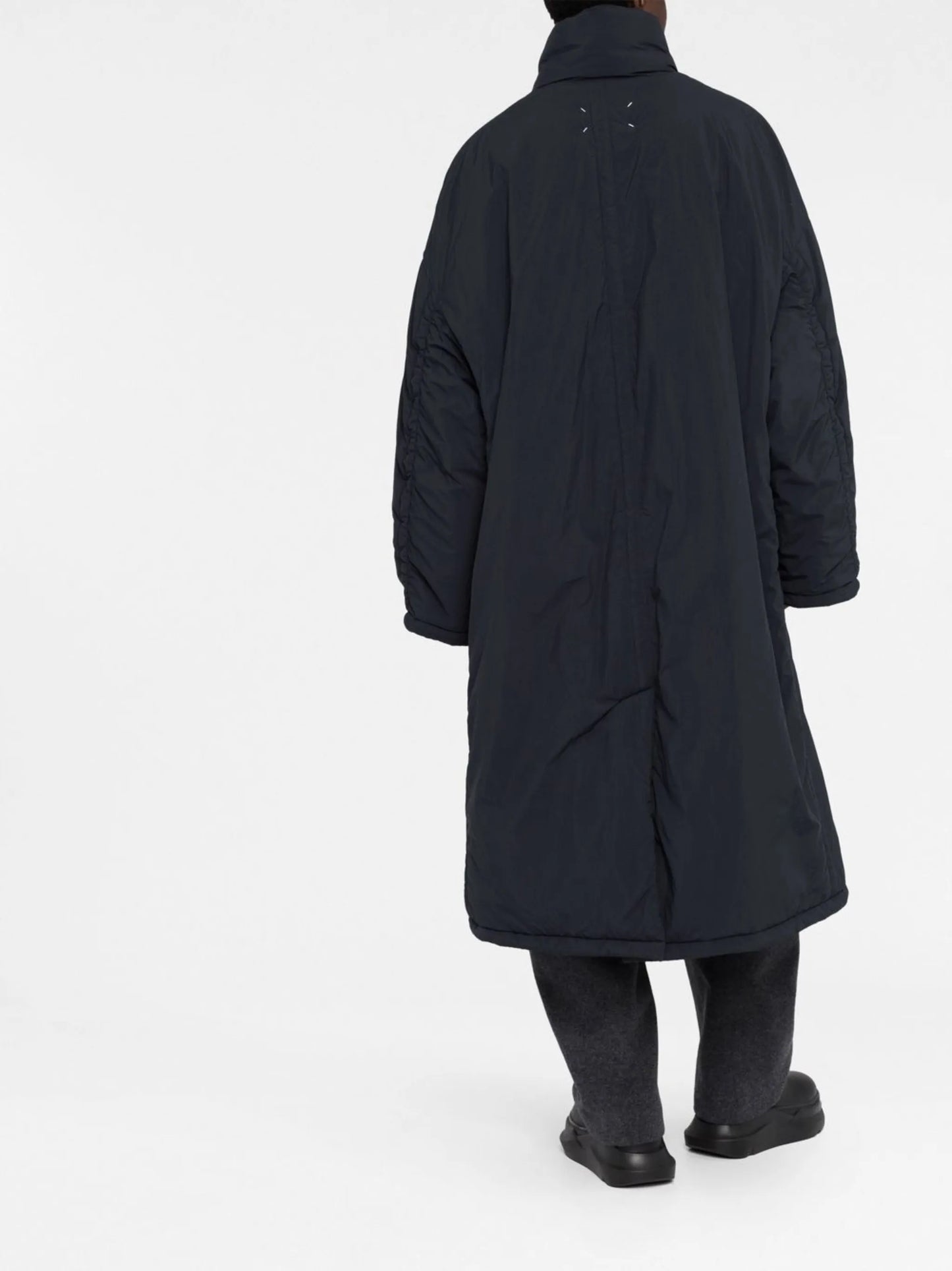 high-neck single-breasted coat