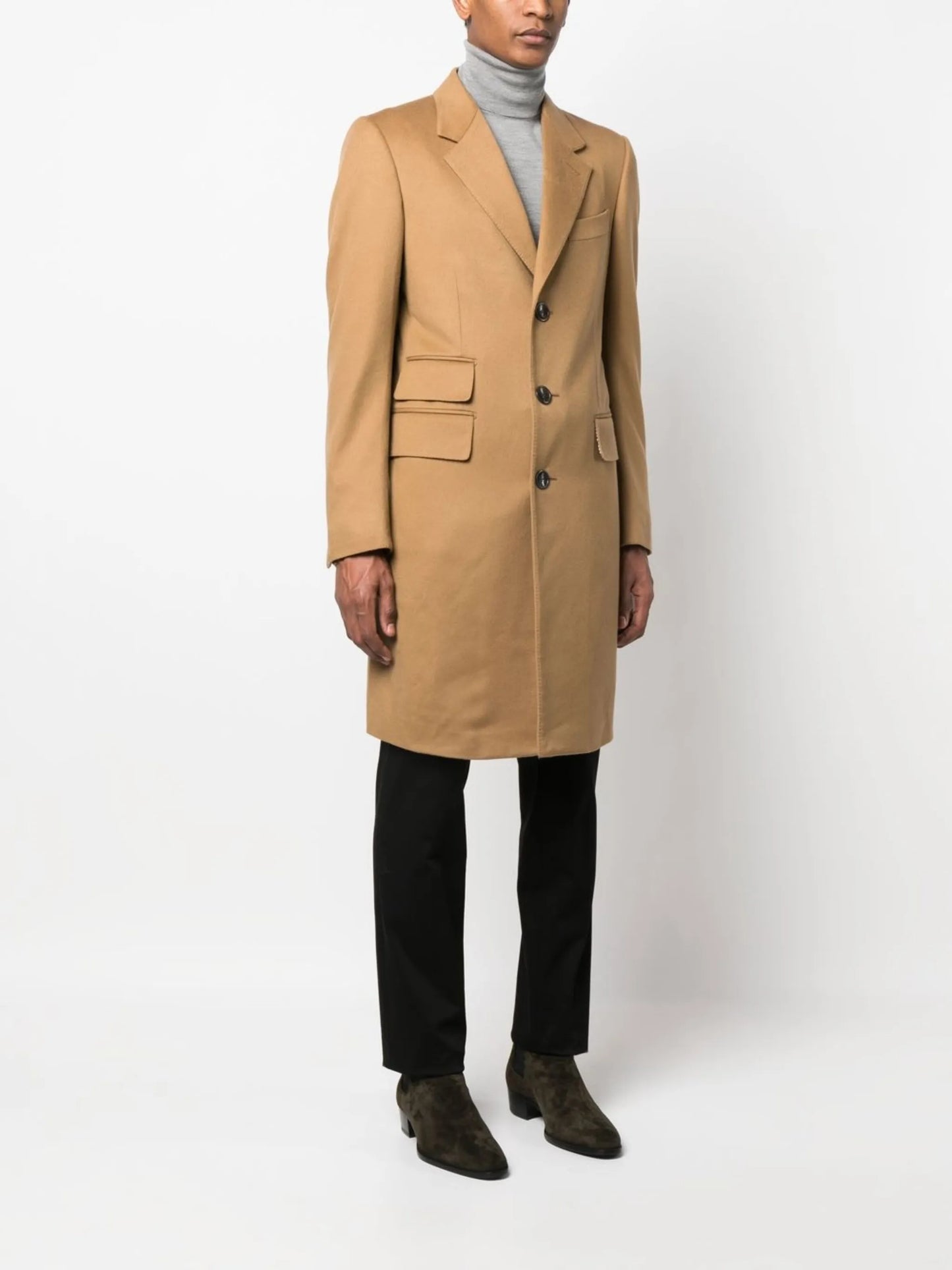 single-breasted cashmere coat