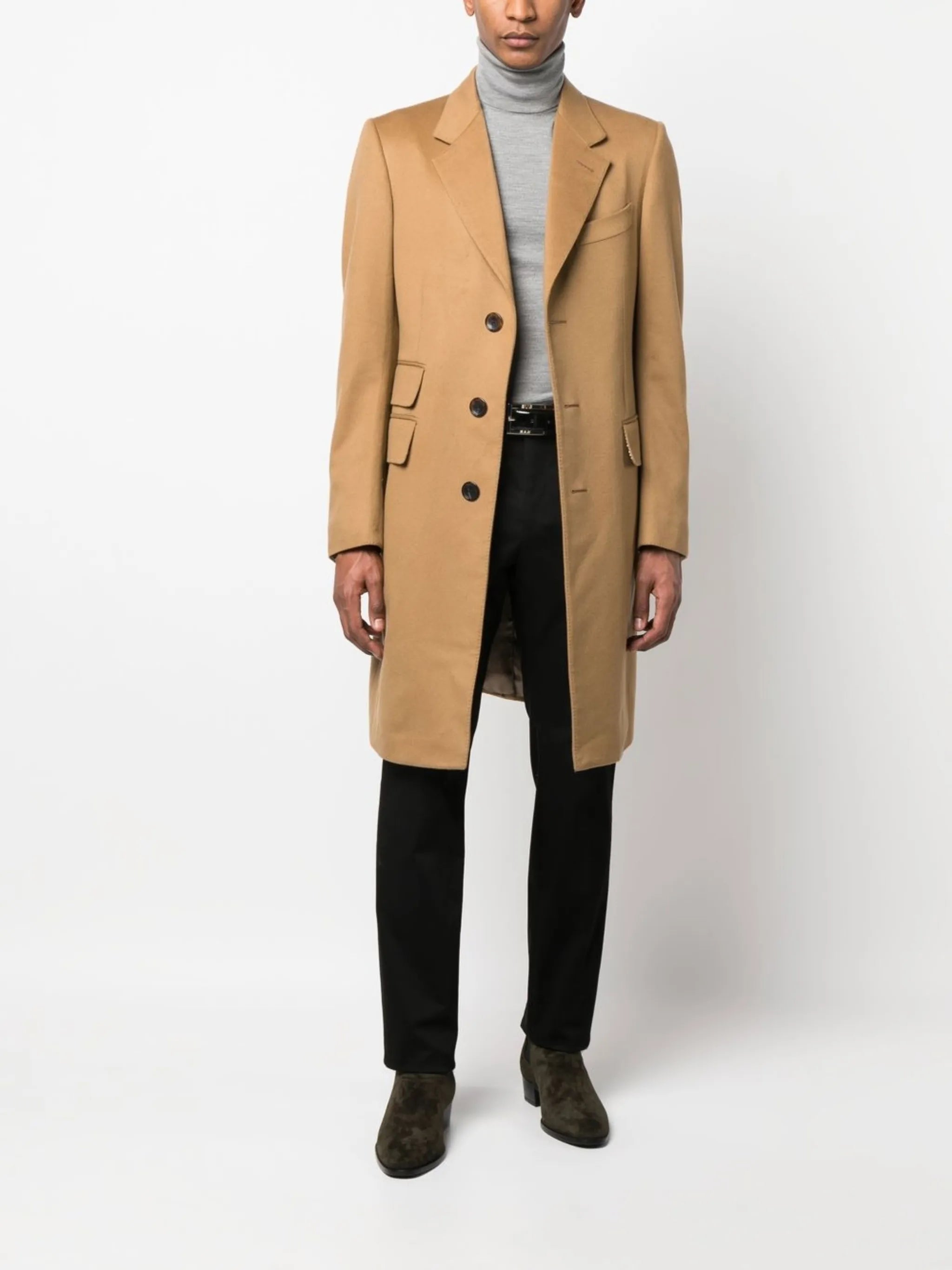 single-breasted cashmere coat