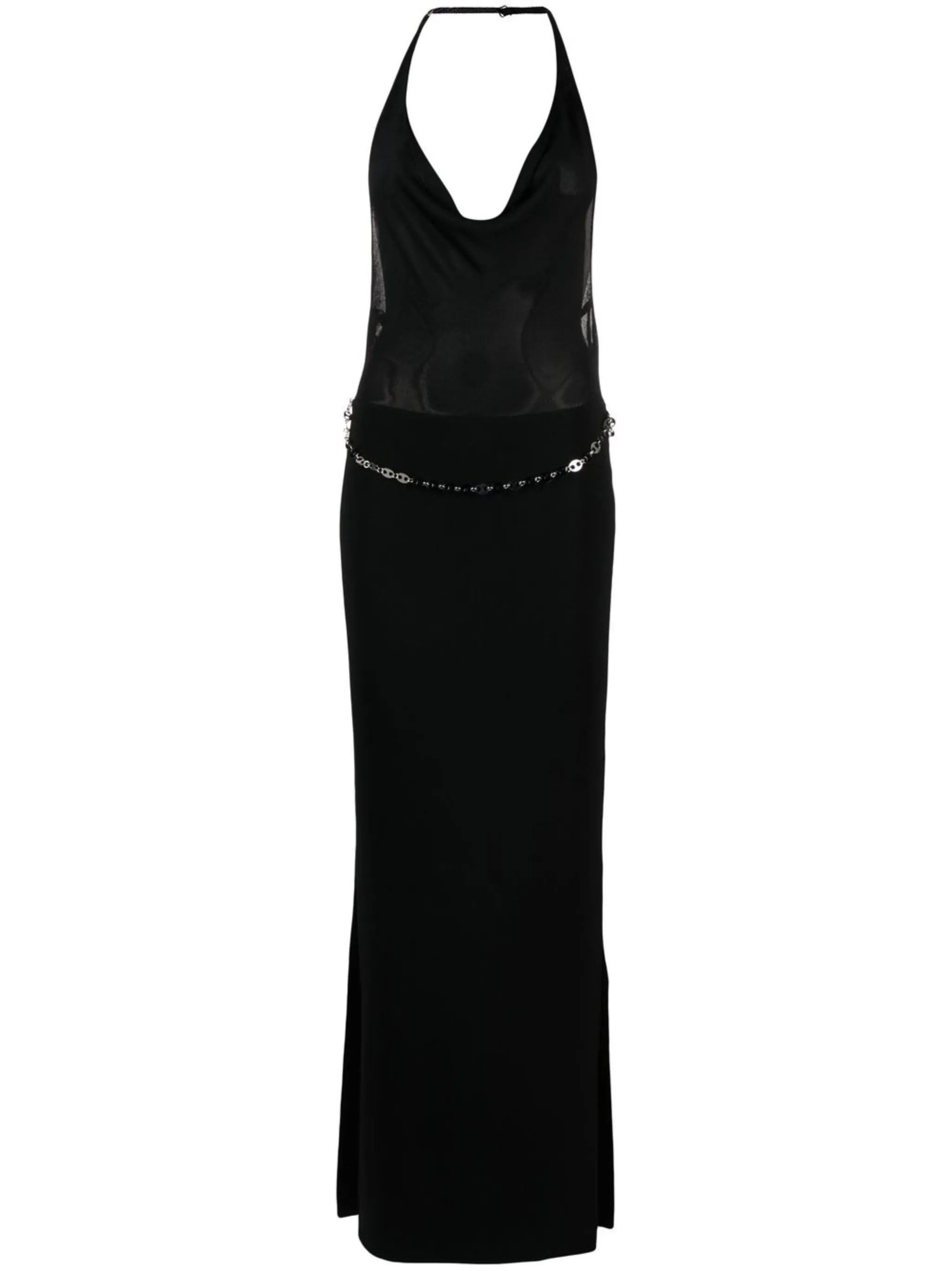 Excelle halterneck cowl-neck midi dress