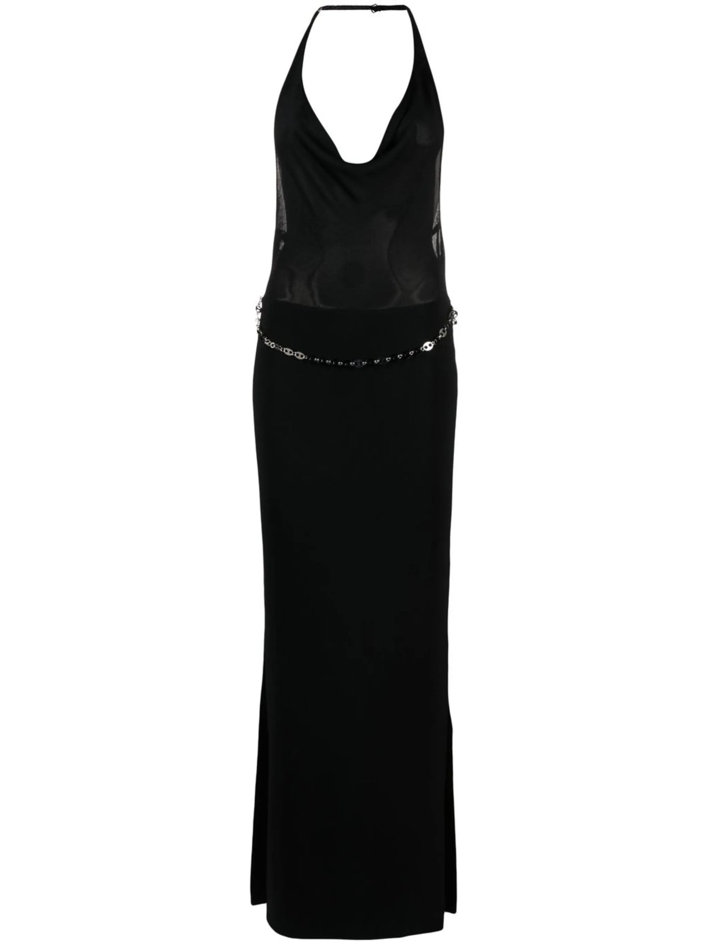 Excelle halterneck cowl-neck midi dress