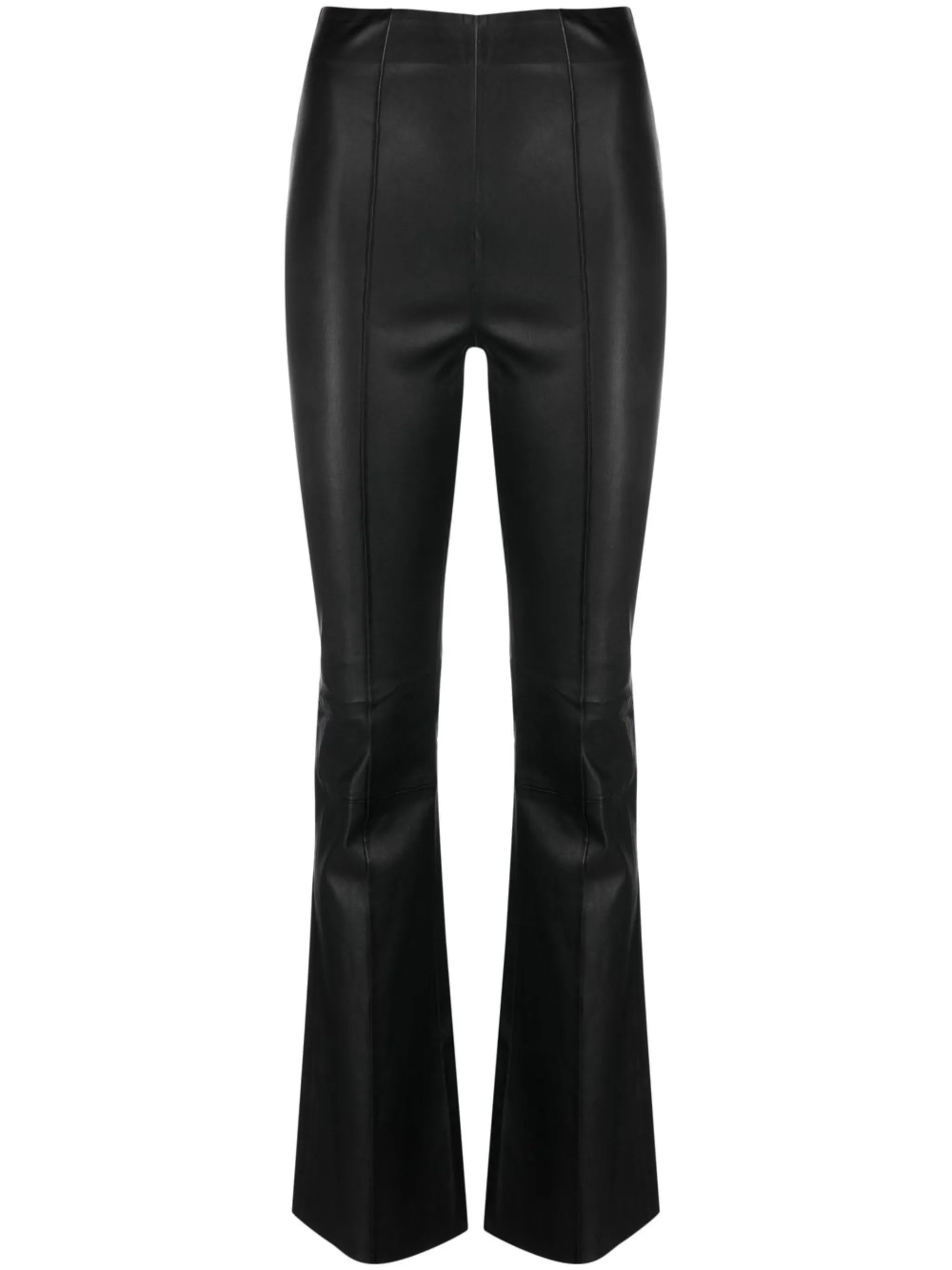 high-waisted leather trousers