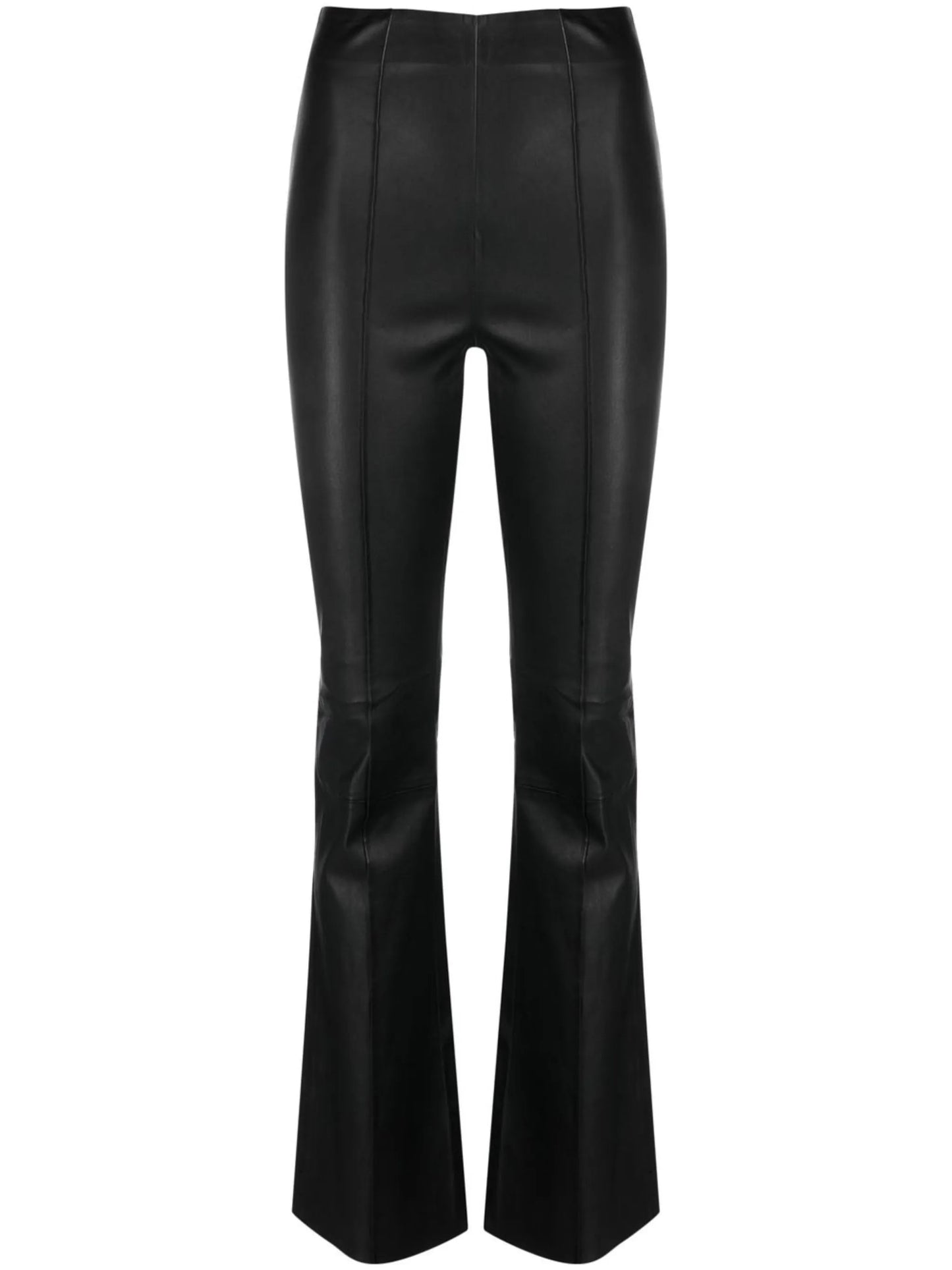 high-waisted leather trousers