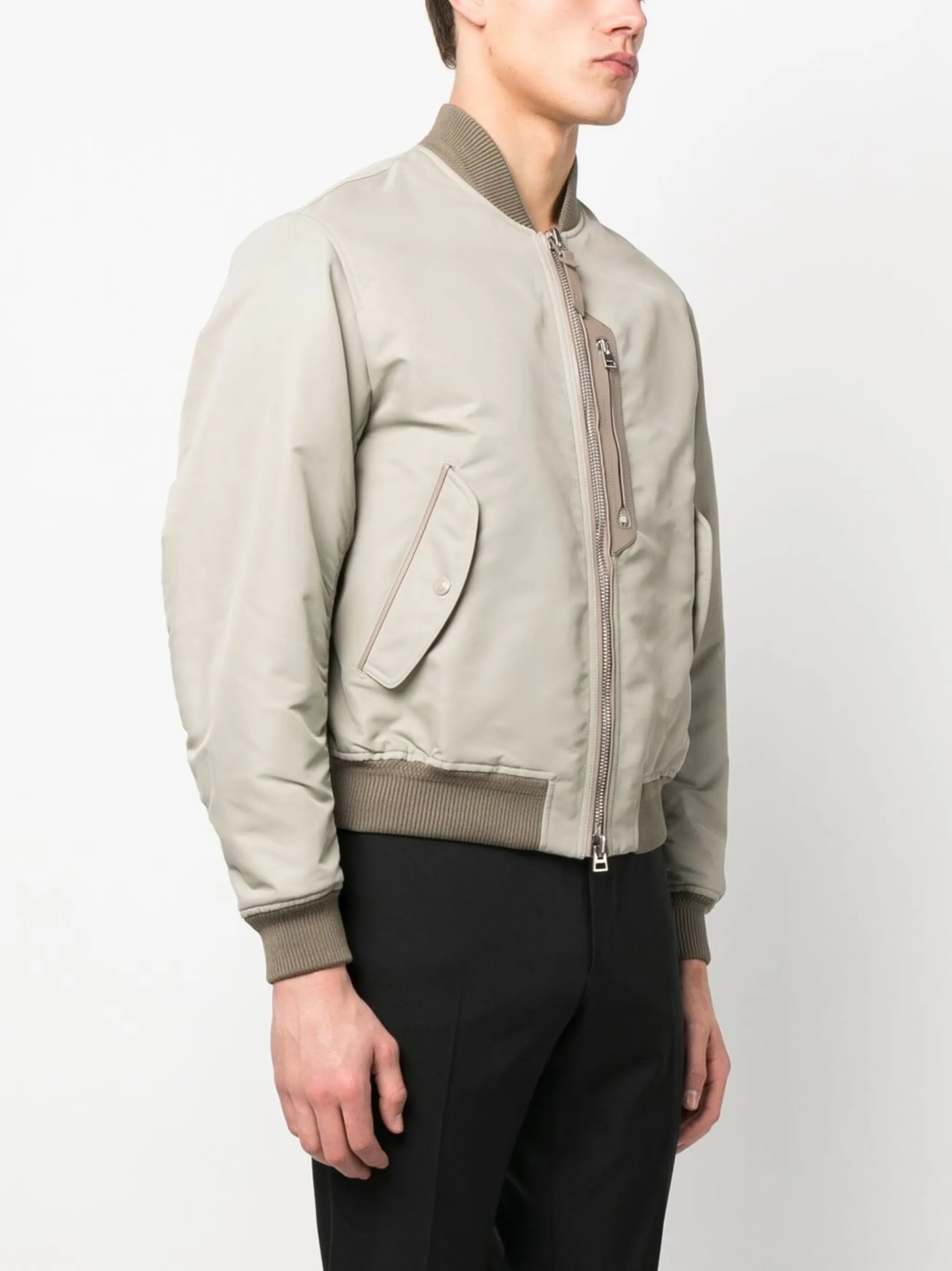 contrast-trim bomber jacket