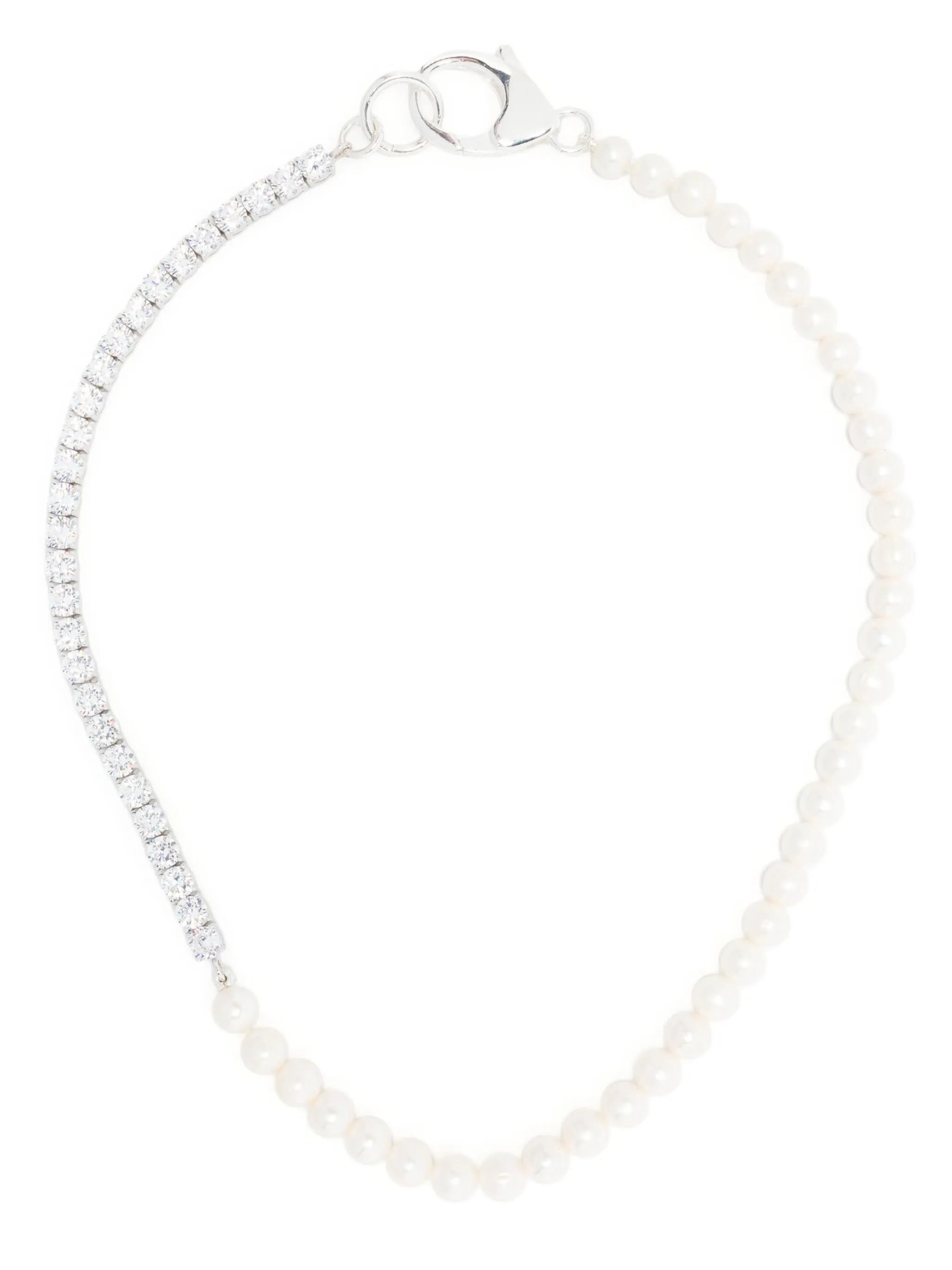 sterling silver pearl tennis necklace
