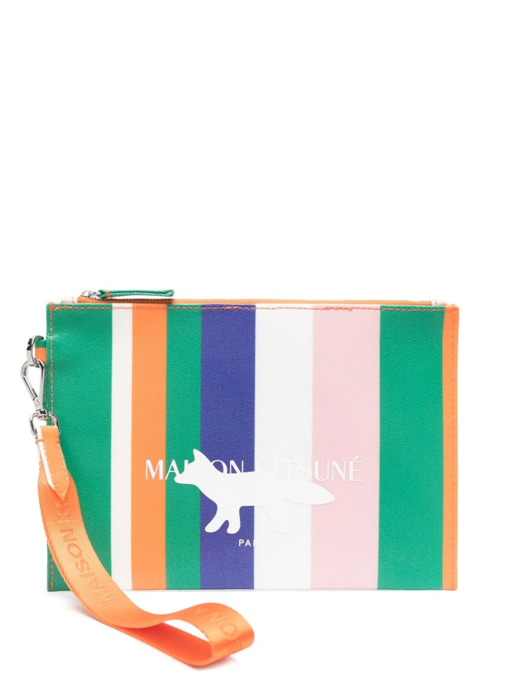 Stripes canvas logo pouch