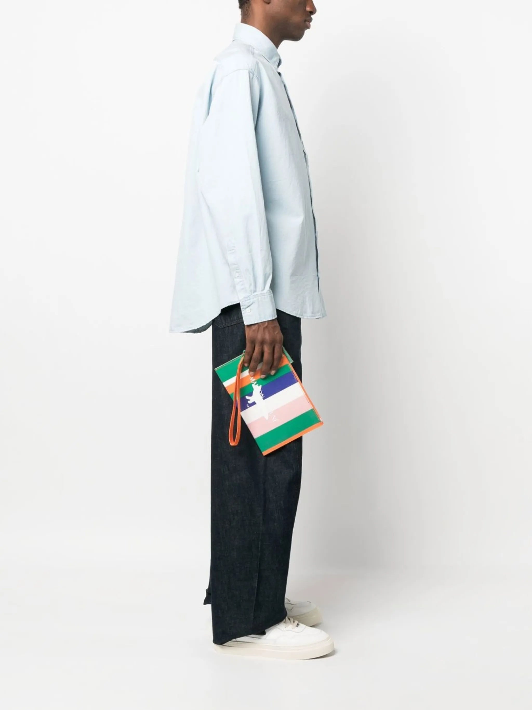 Stripes canvas logo pouch