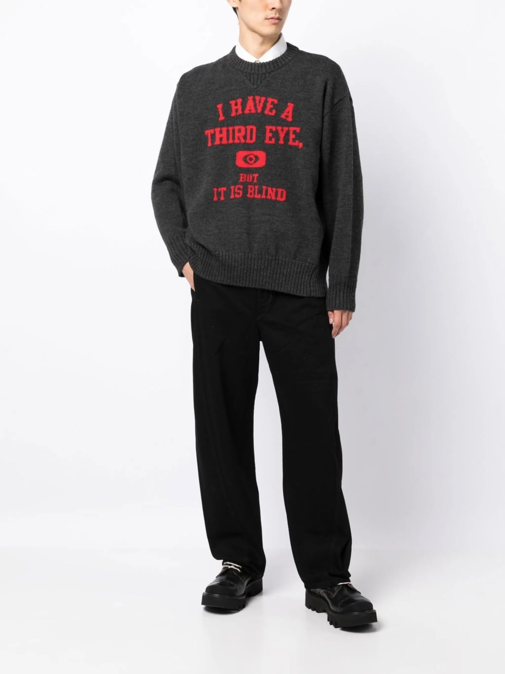 slogan-print wool jumper