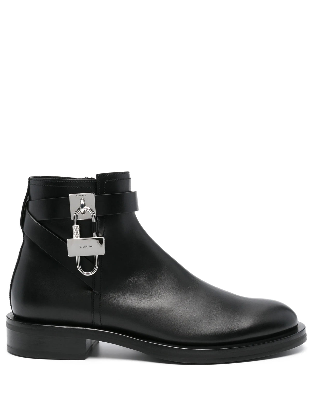 Lock leather ankle boots