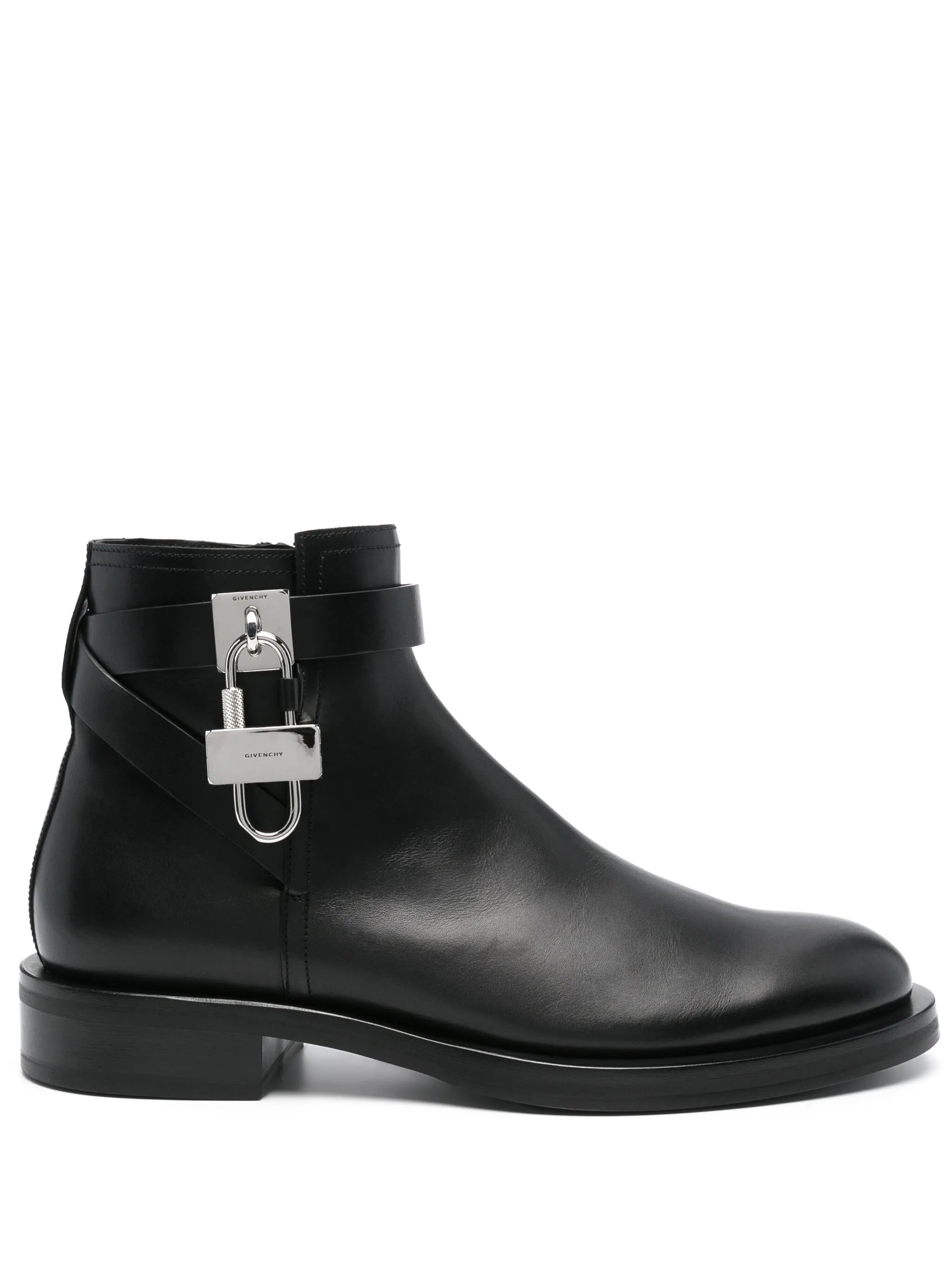 Lock leather ankle boots