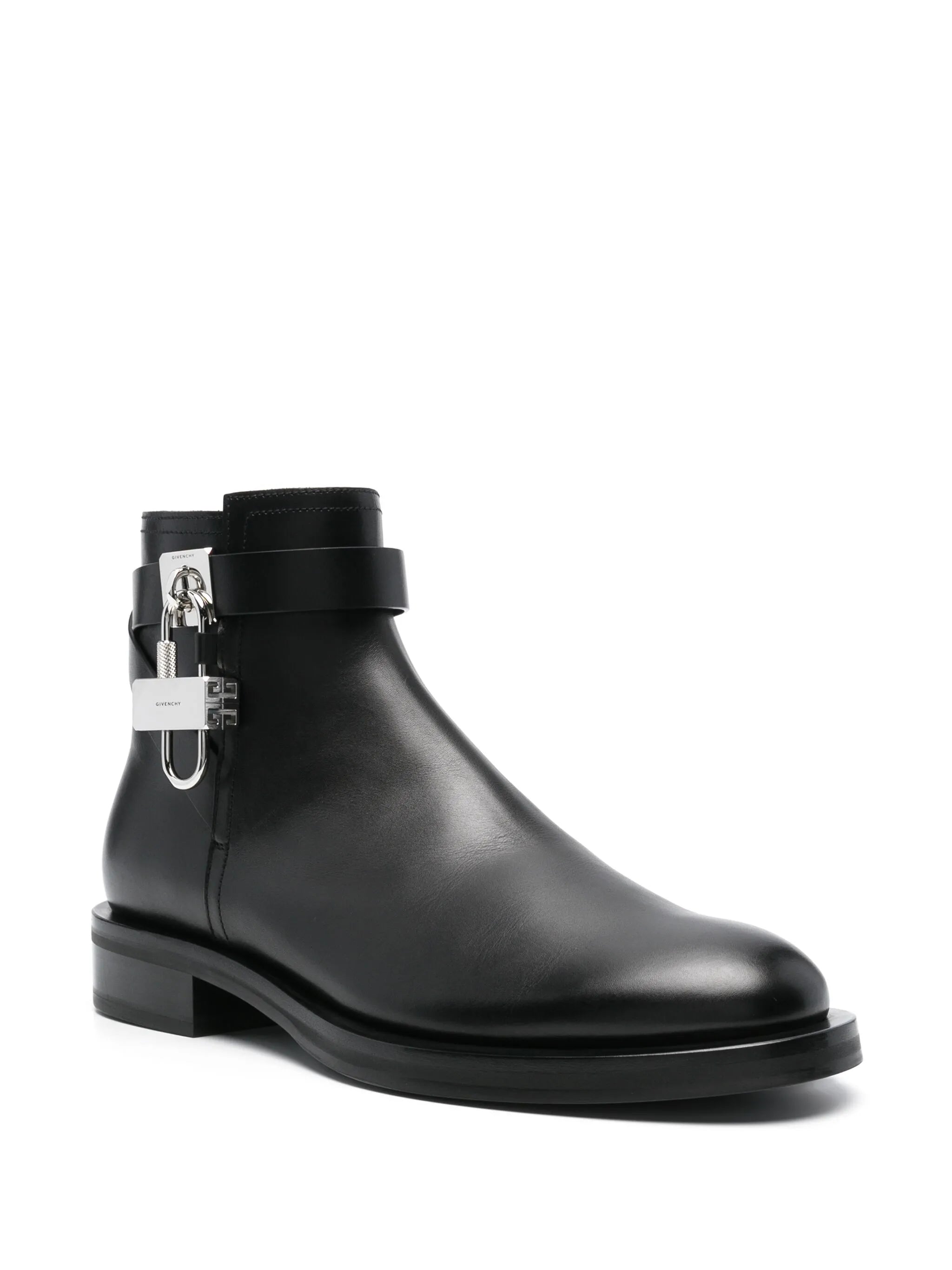 Lock leather ankle boots