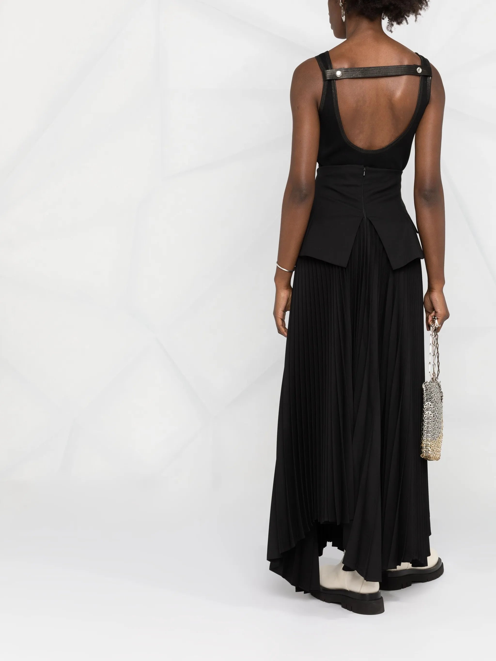 scoop neck leather vest