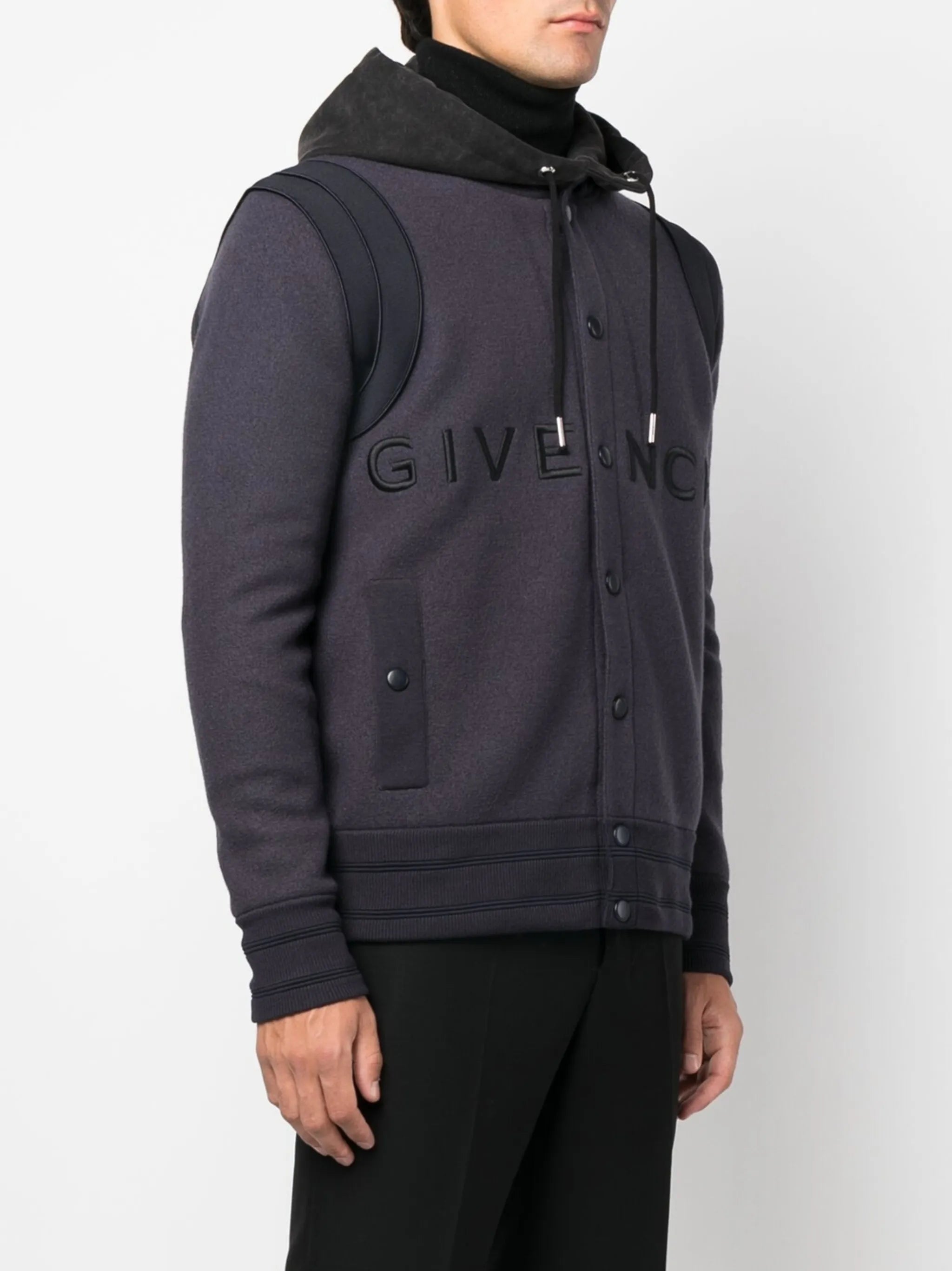 embroidered-logo hooded jacket