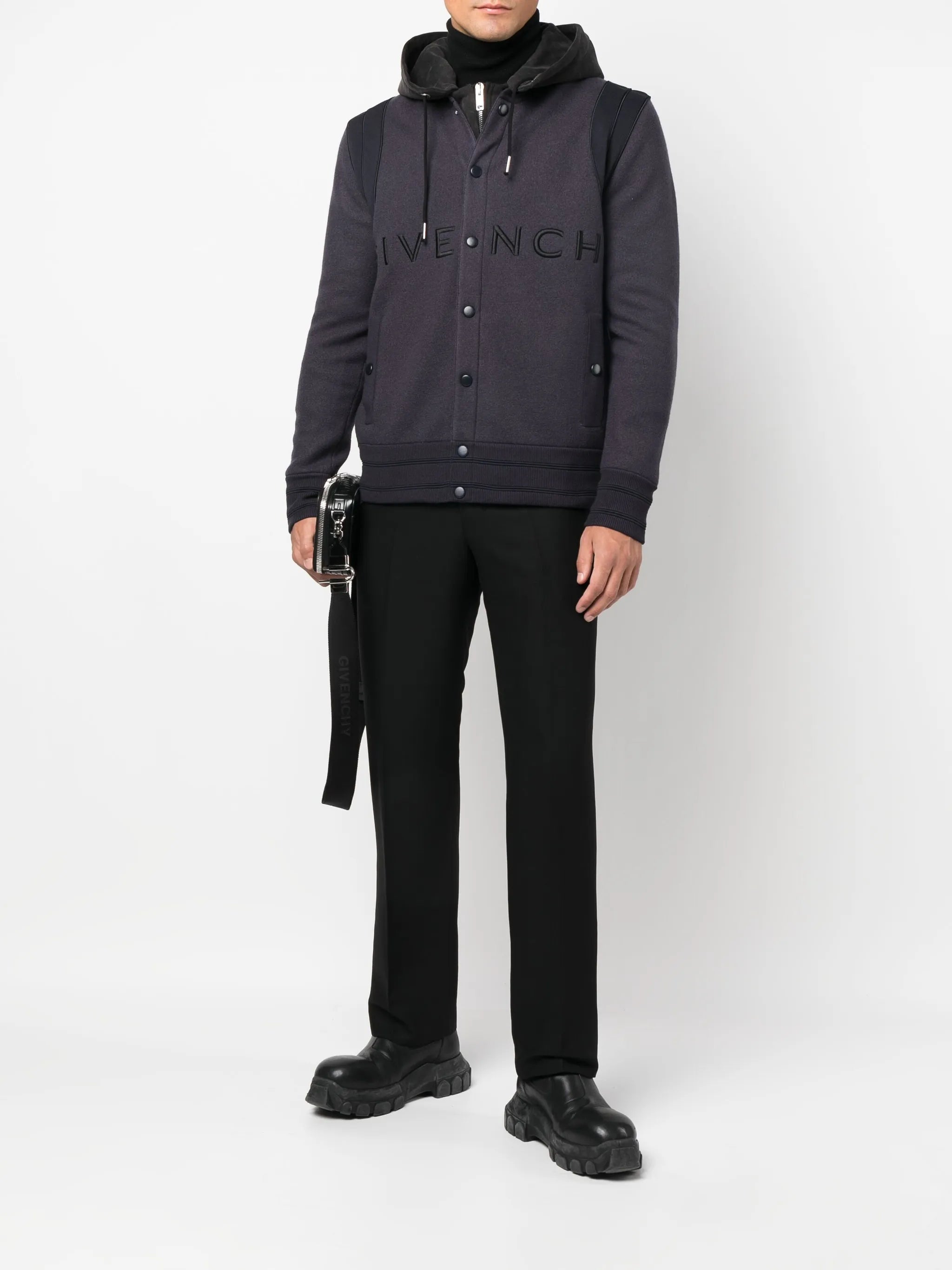 embroidered-logo hooded jacket