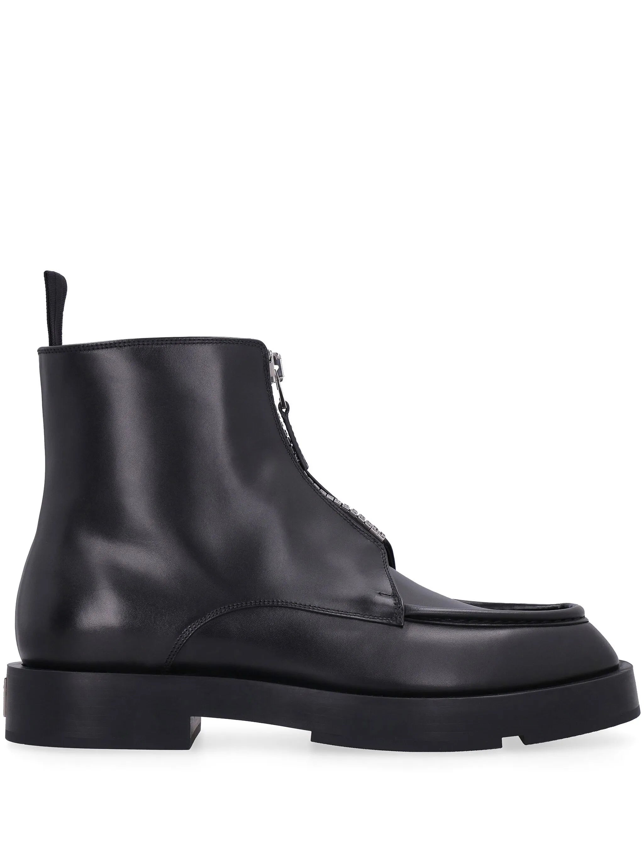 zip front ankle boots