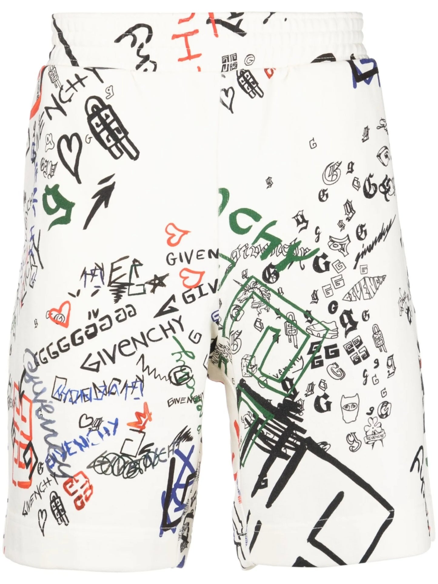 graffiti-print track shorts