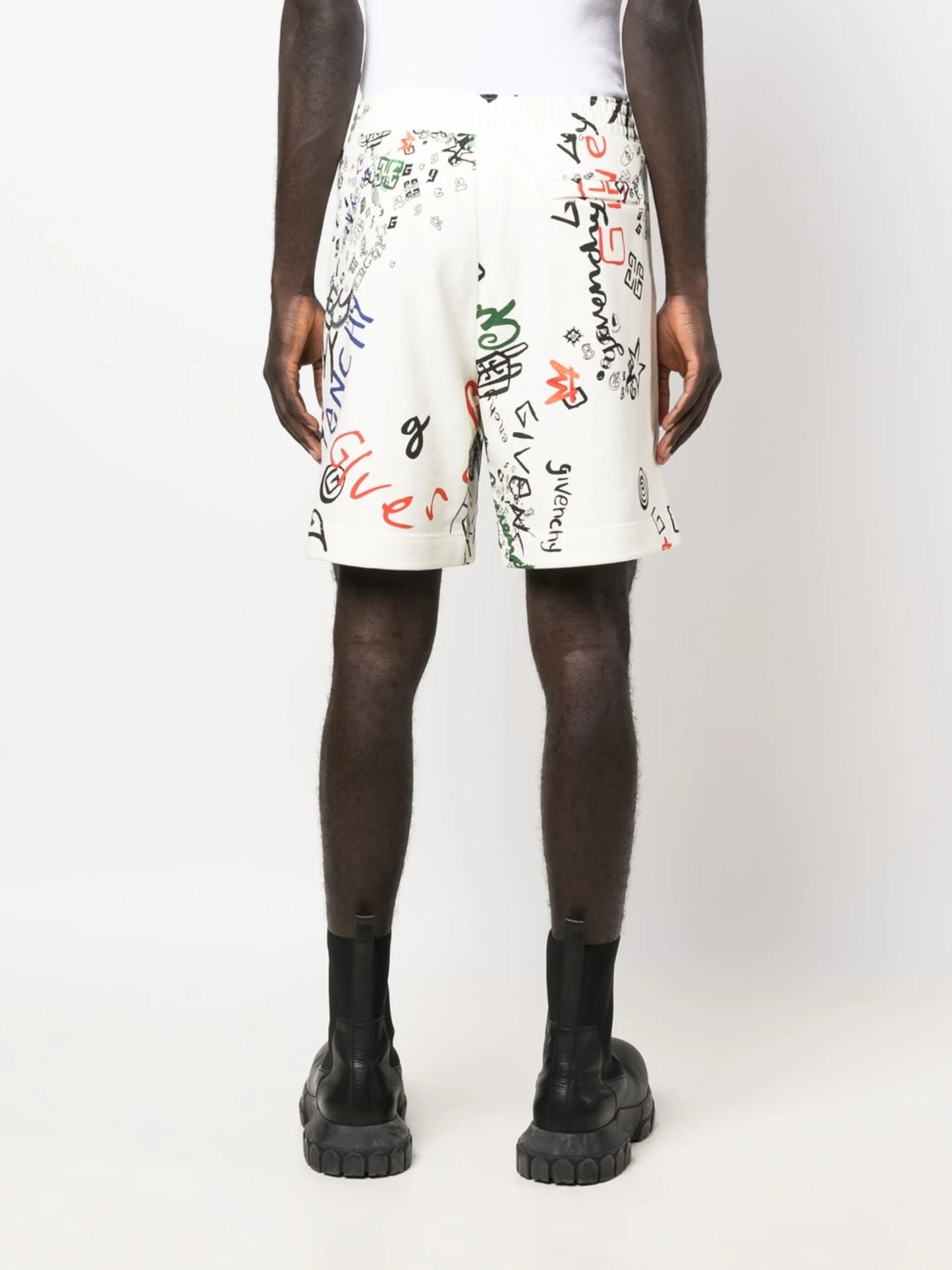 graffiti-print track shorts