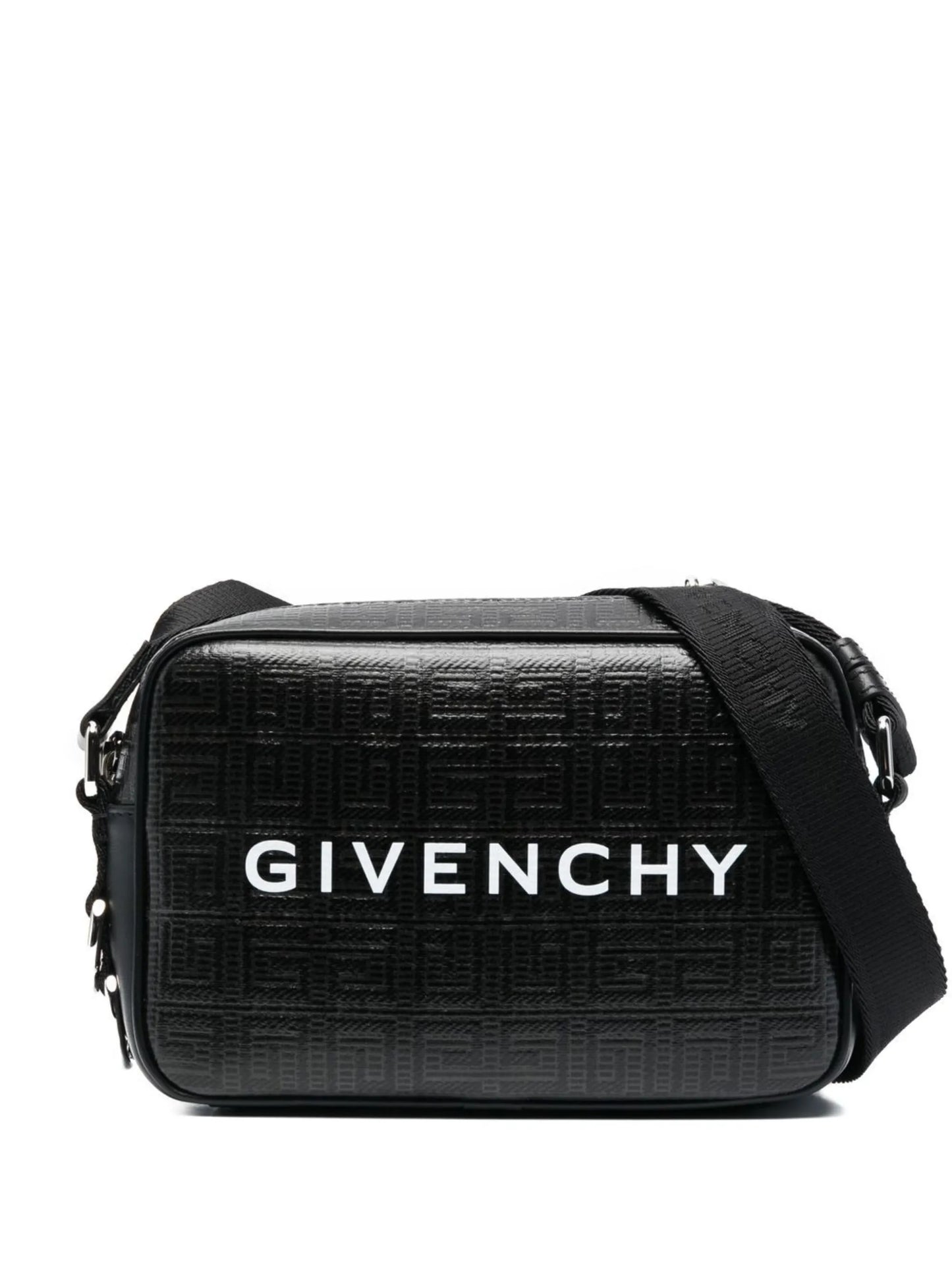 logo-print embossed shoulder bag