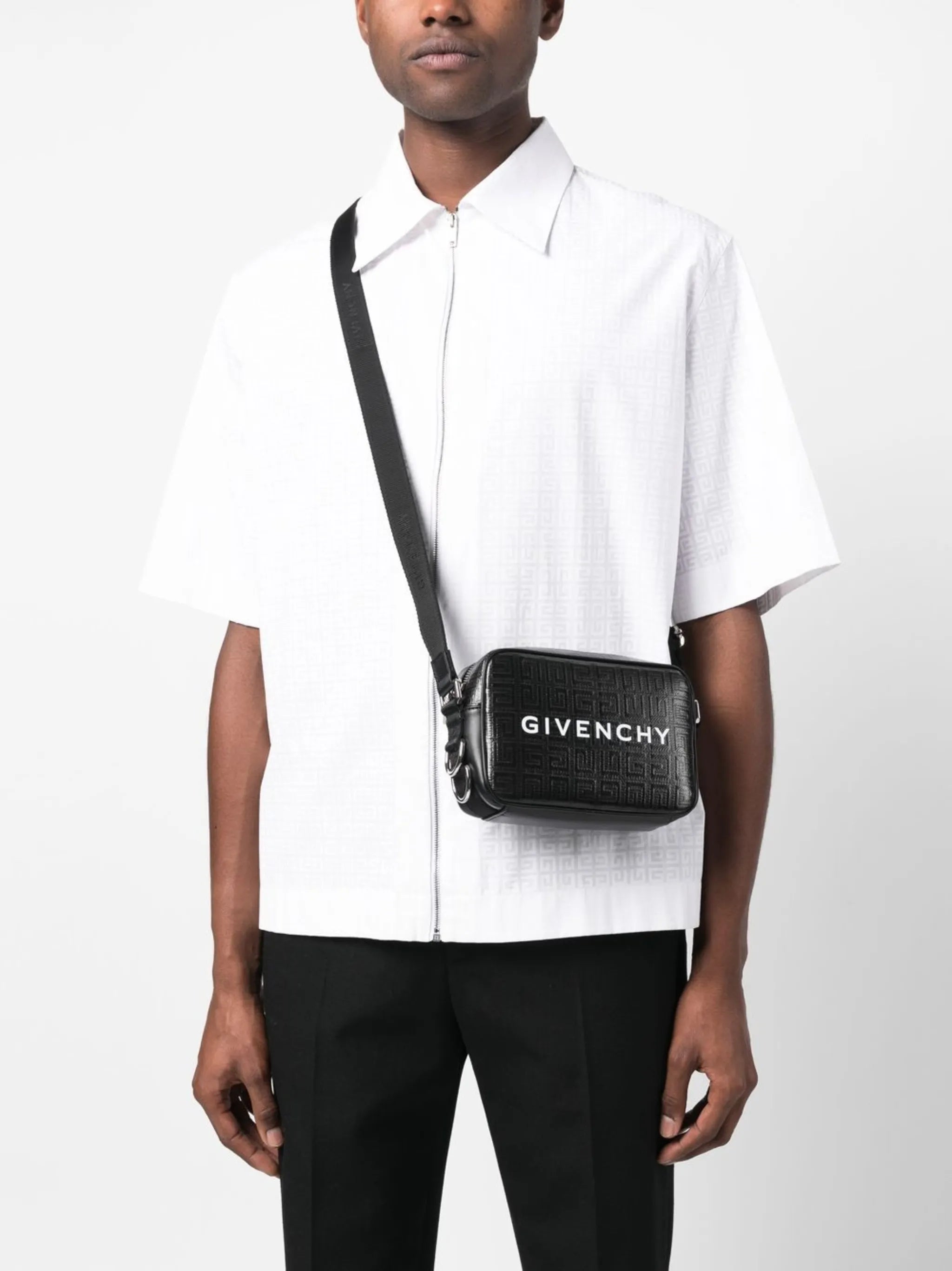 logo-print embossed shoulder bag