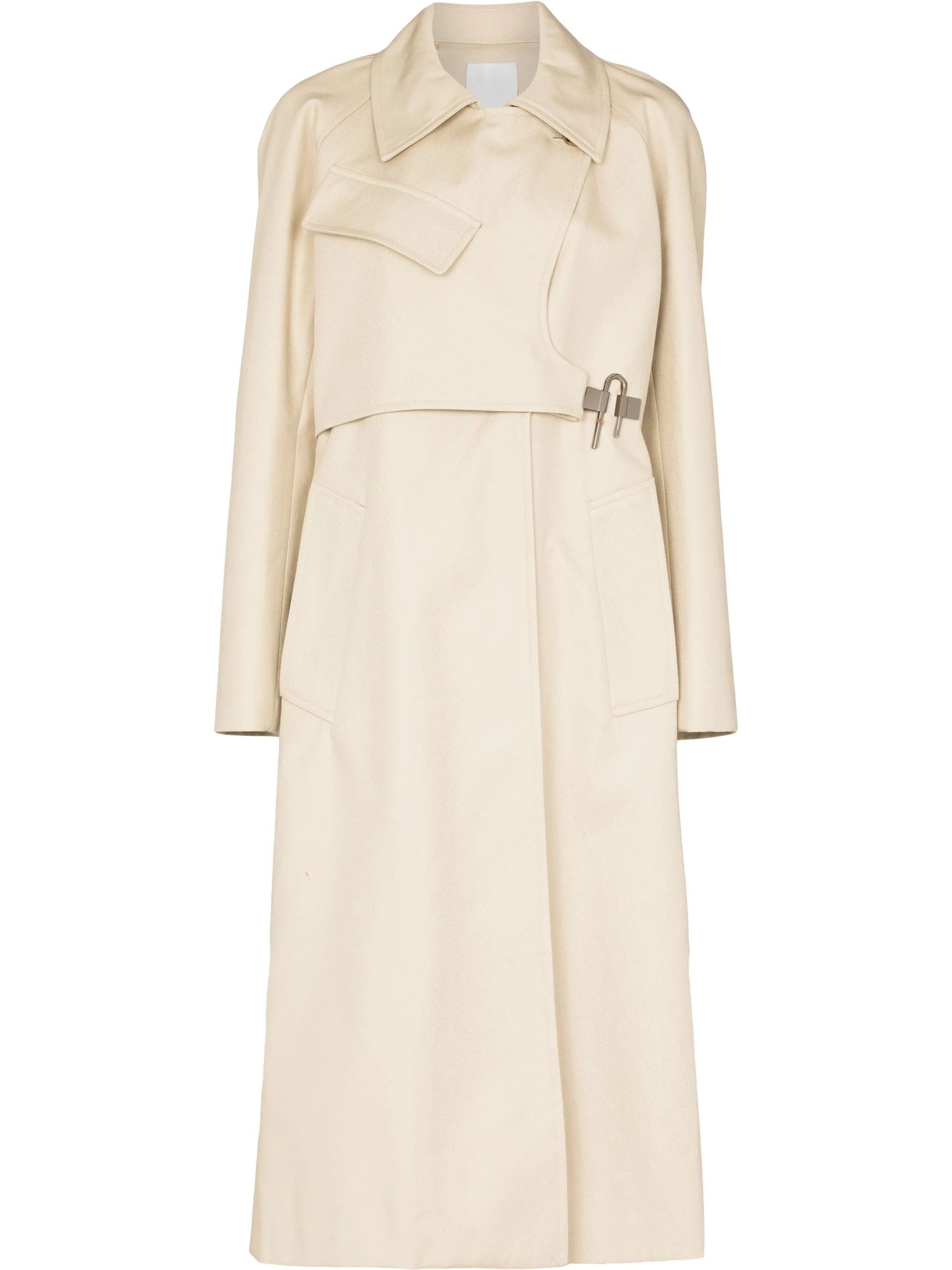 asymmetric belted trench coat