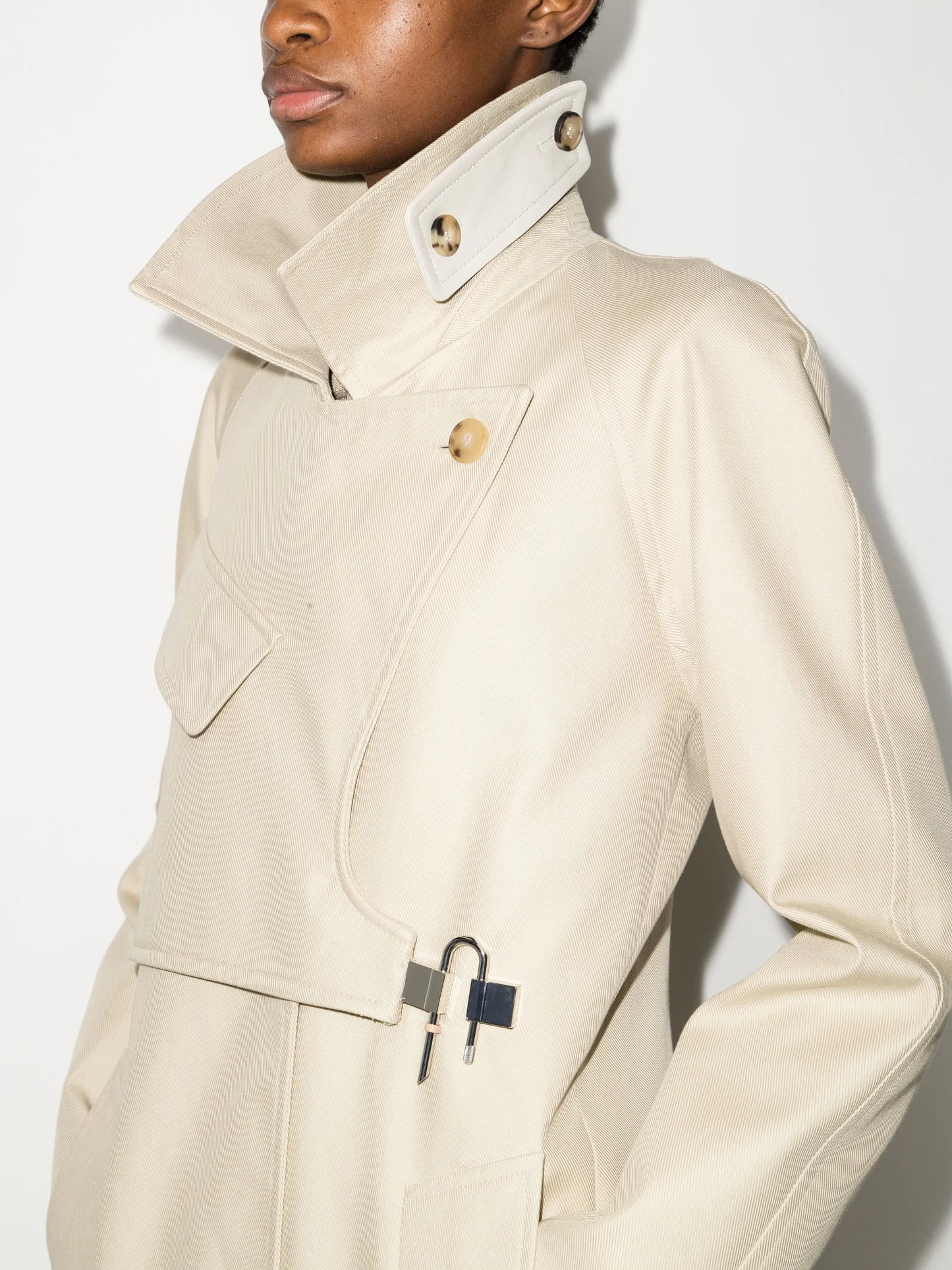 asymmetric belted trench coat