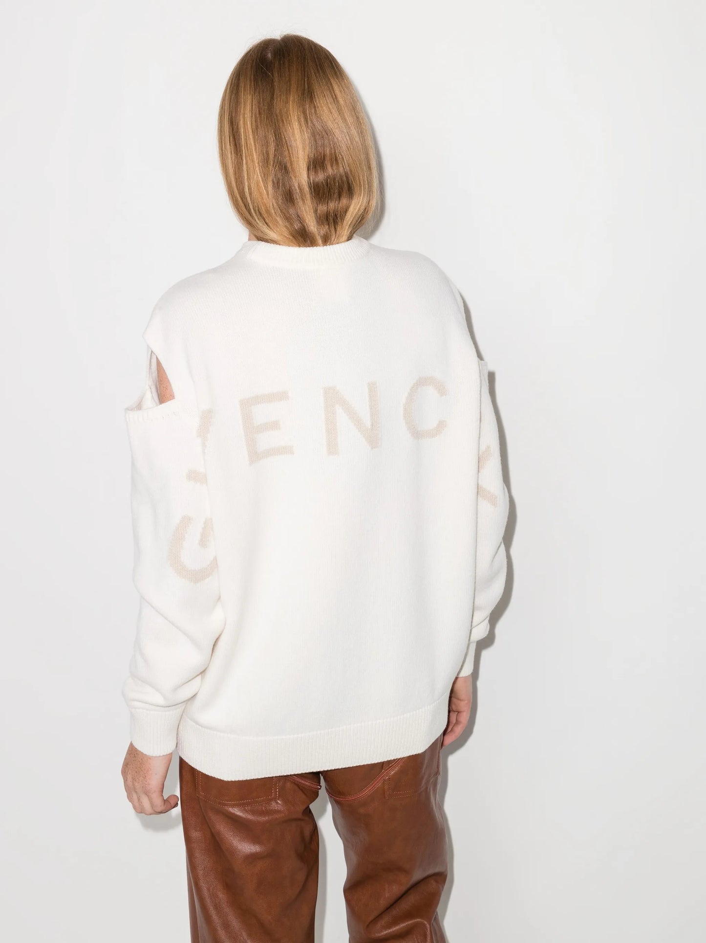 intarsia-logo cut-out jumper