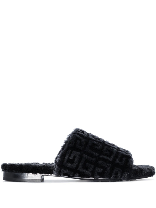 4G shearling slide sandals
