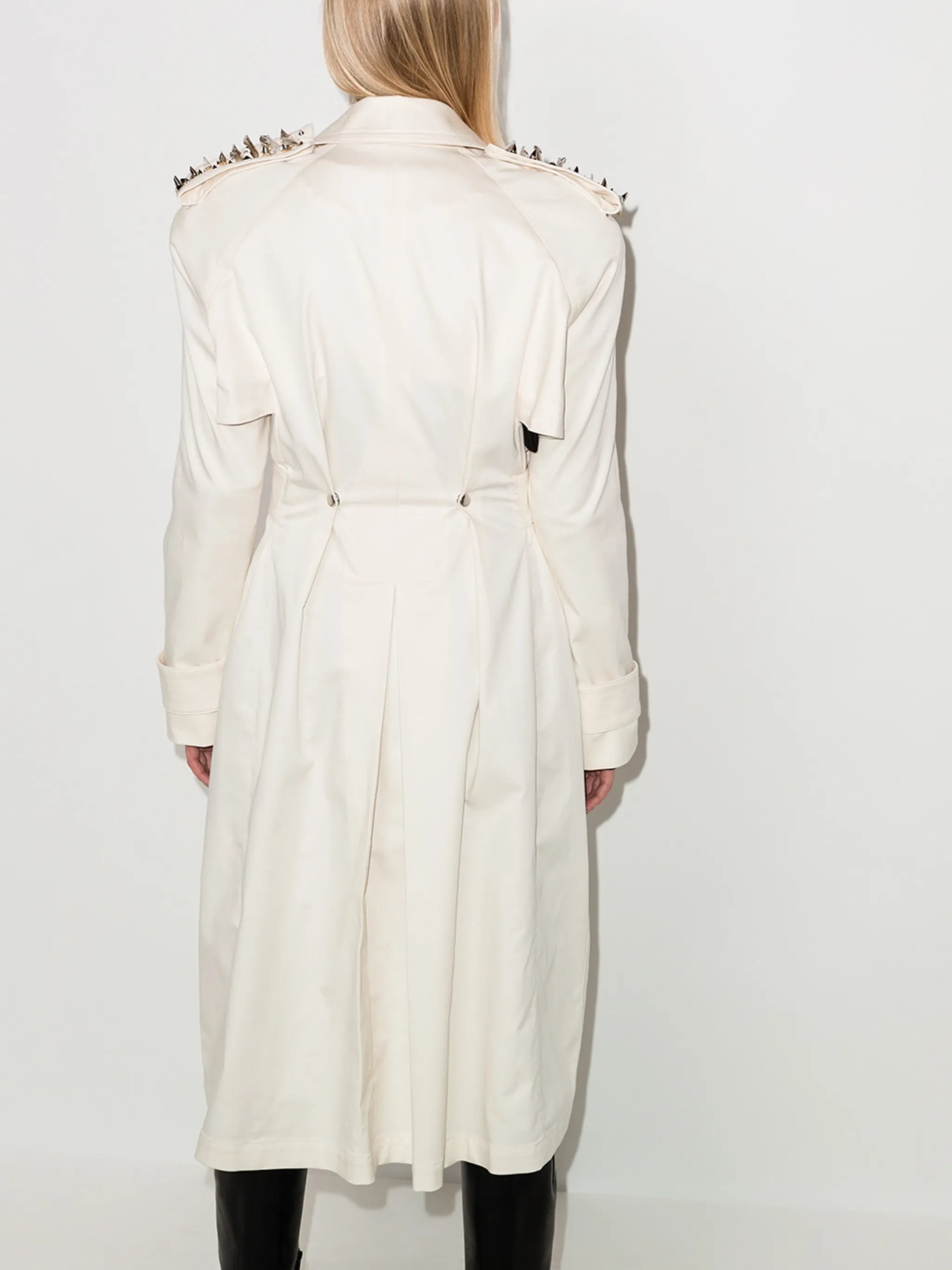 stud-embellished trench coat