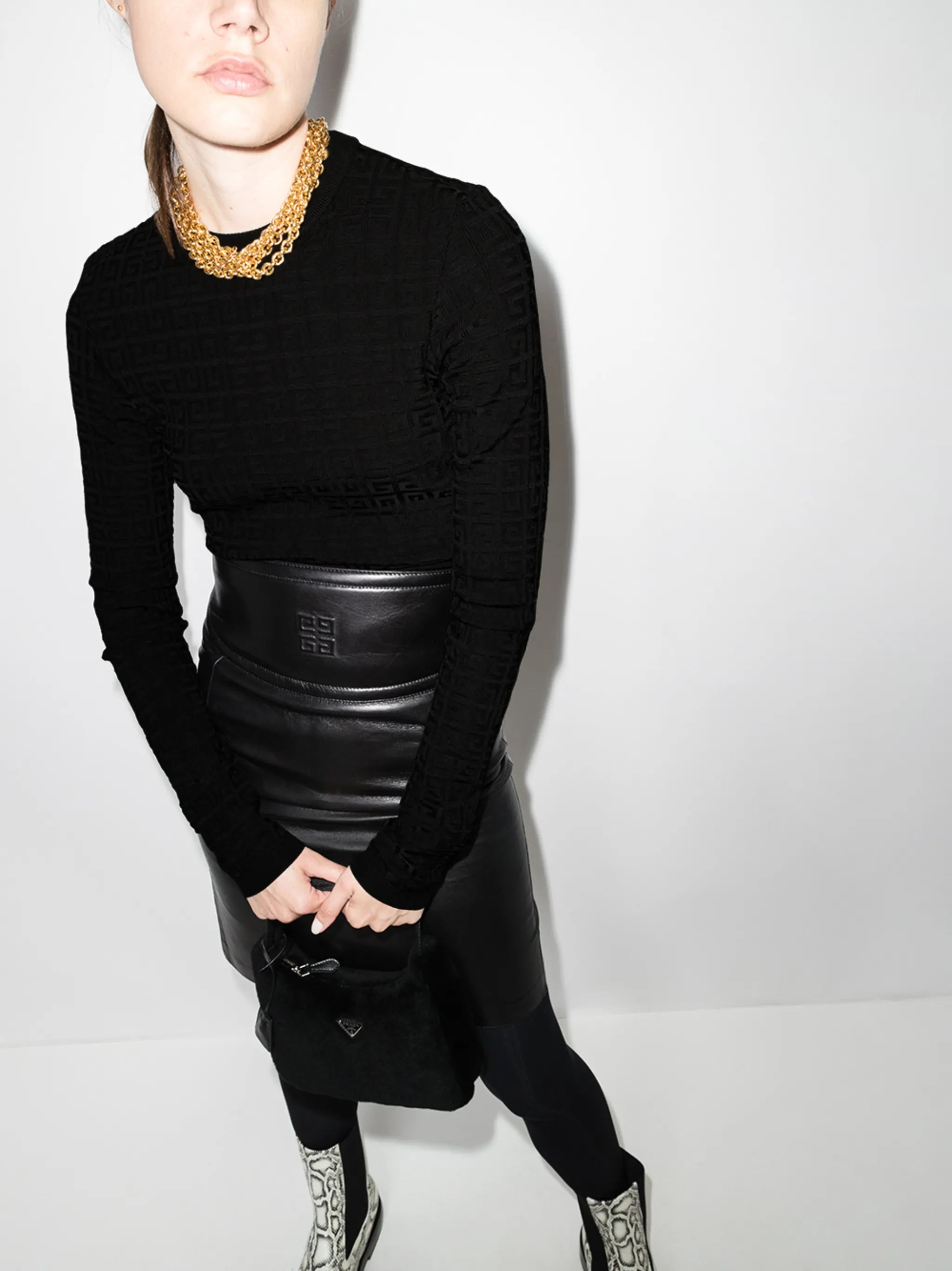 4G pattern crew neck jumper