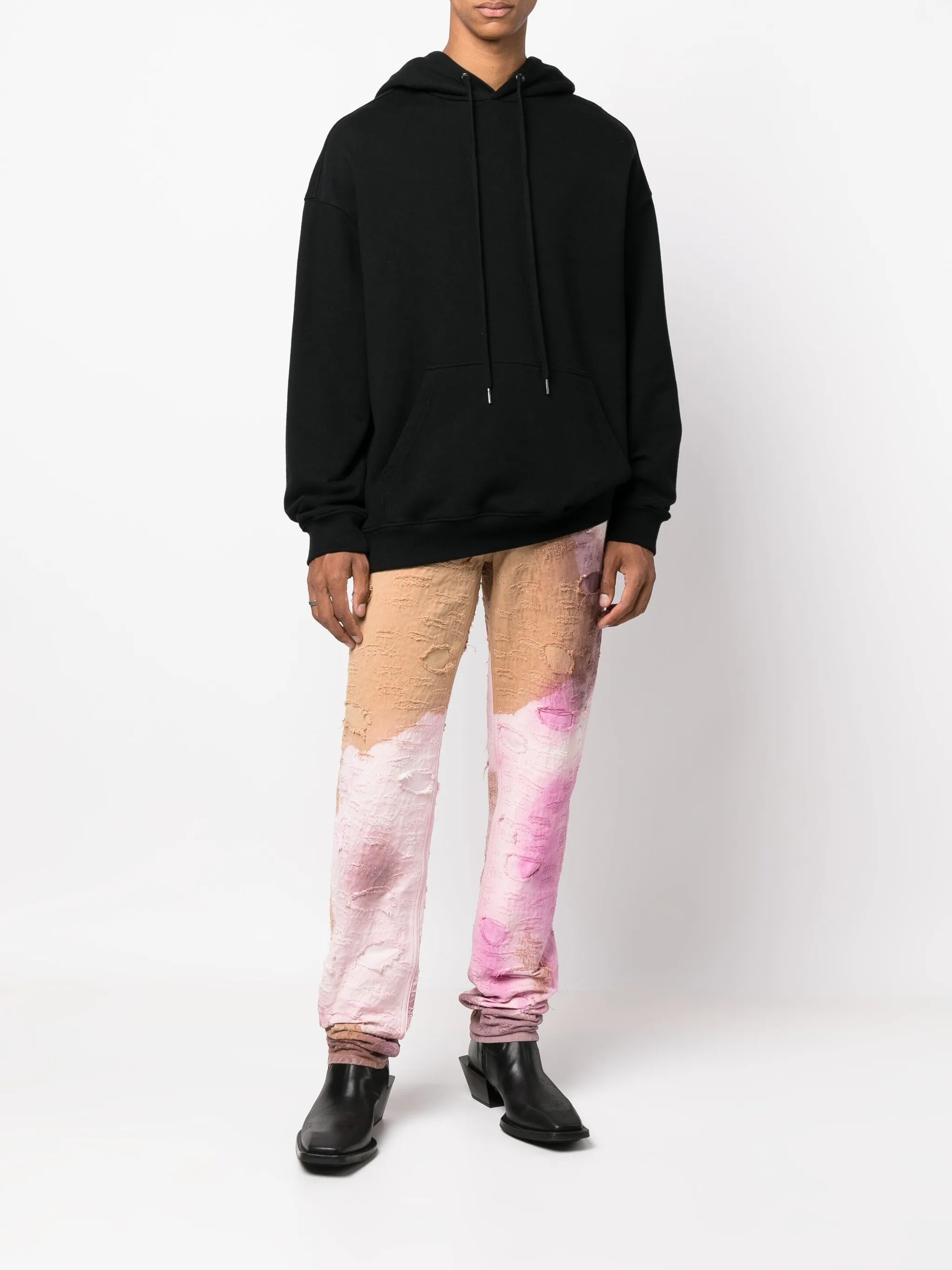 tie-dye distressed jeans