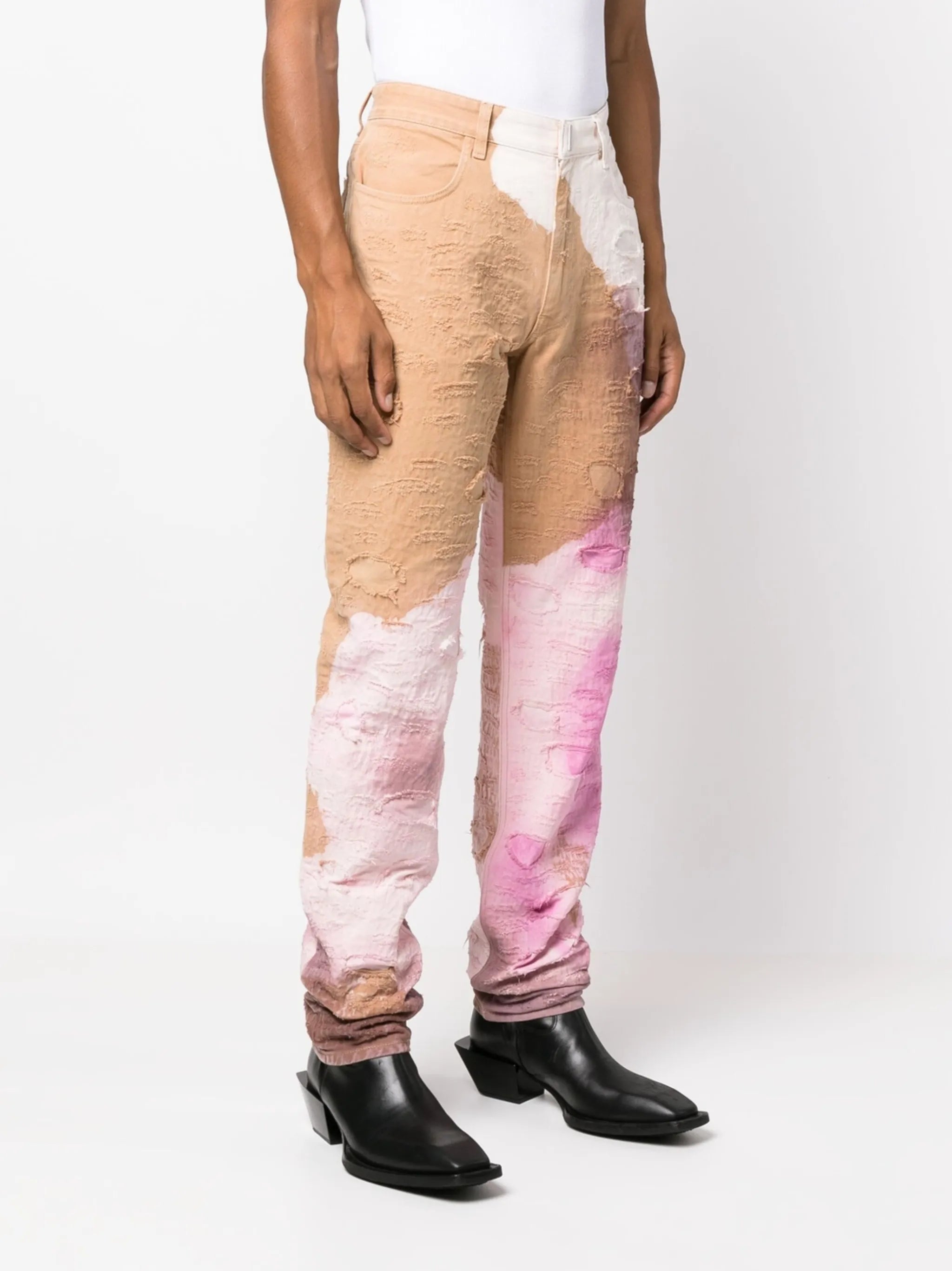 tie-dye distressed jeans
