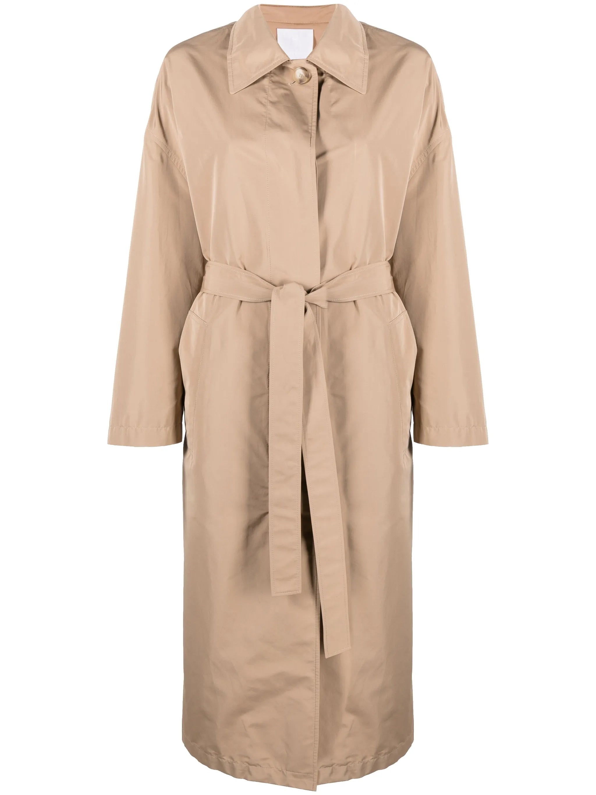 belted-waist trench coat