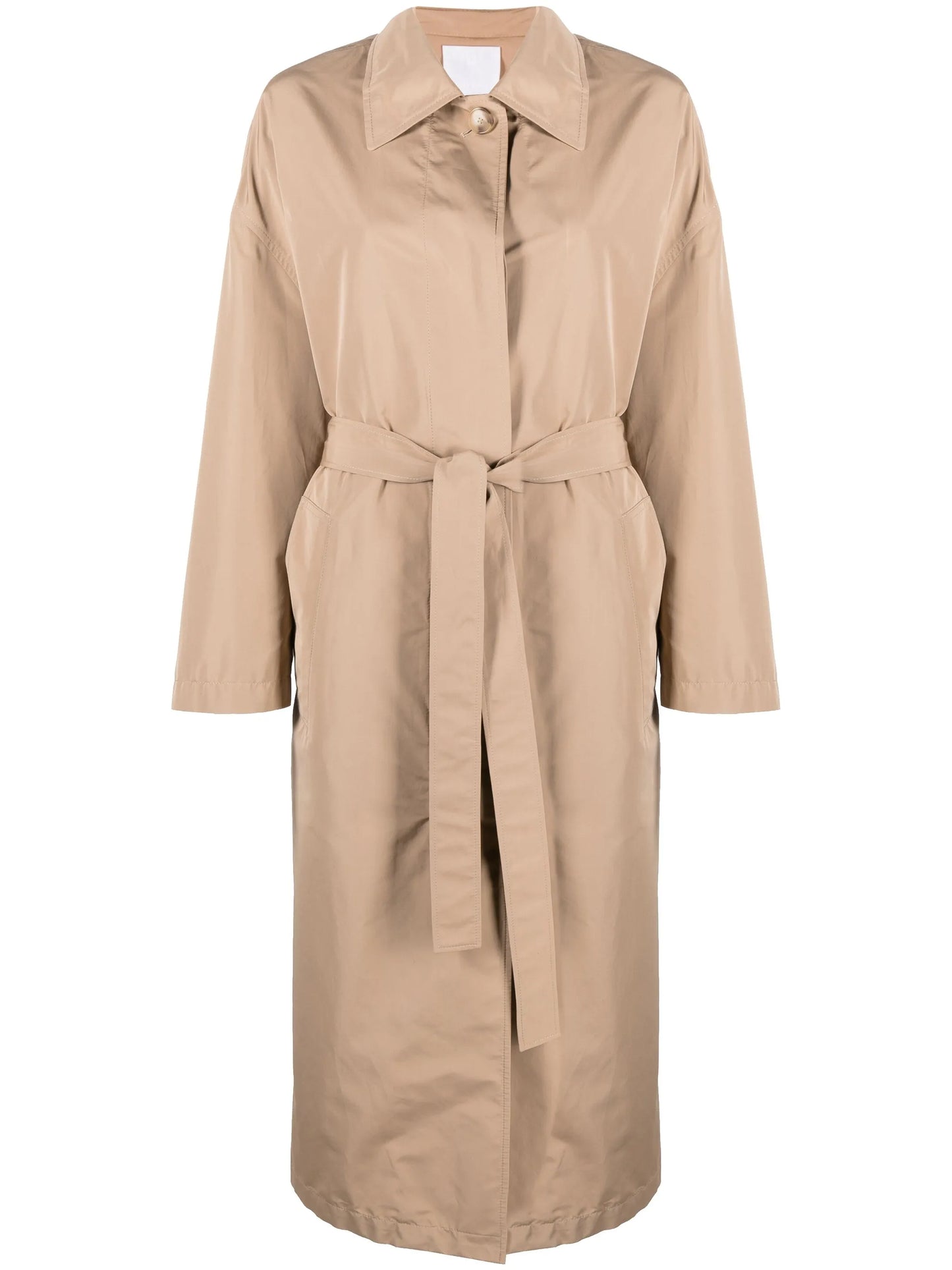 belted-waist trench coat