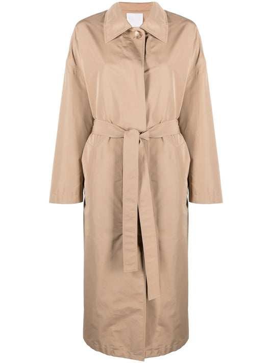belted-waist trench coat