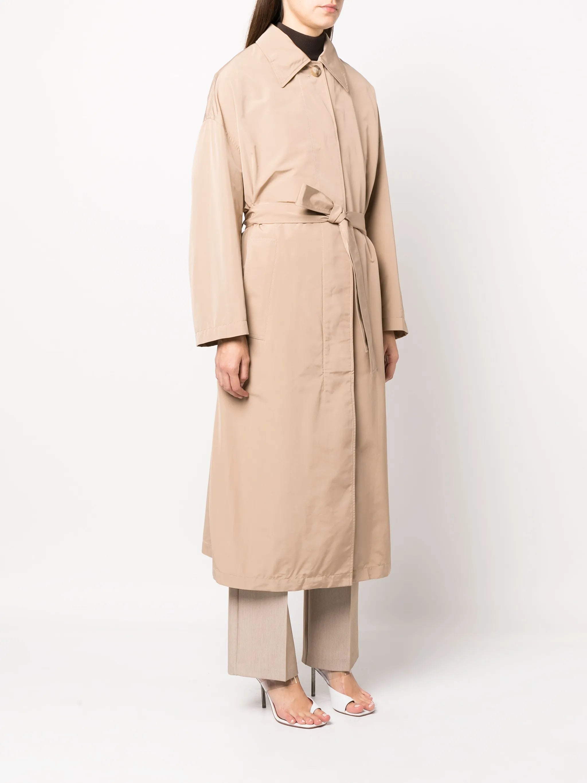 belted-waist trench coat